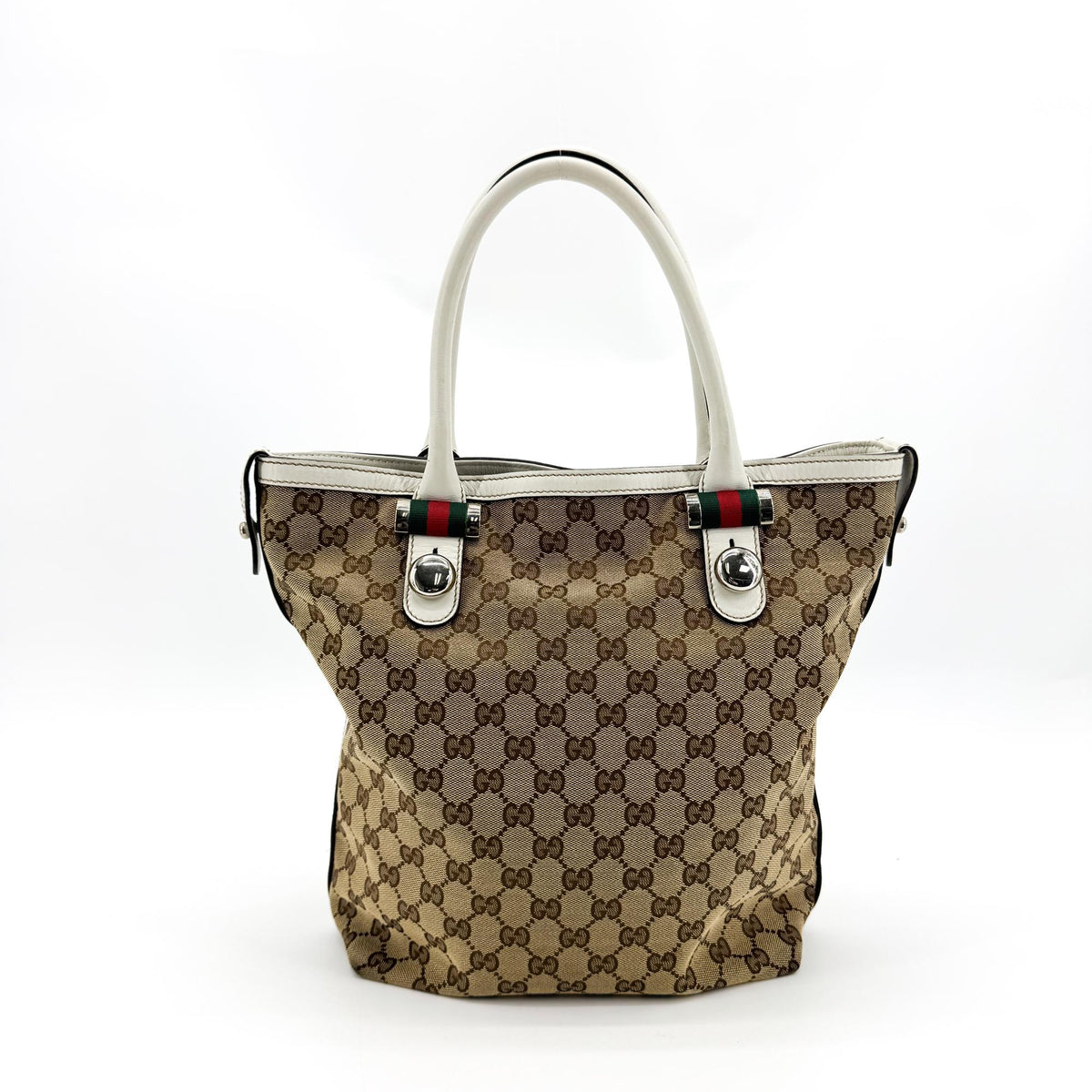 Gucci GG Canvas Princi Tote Bag Beige White