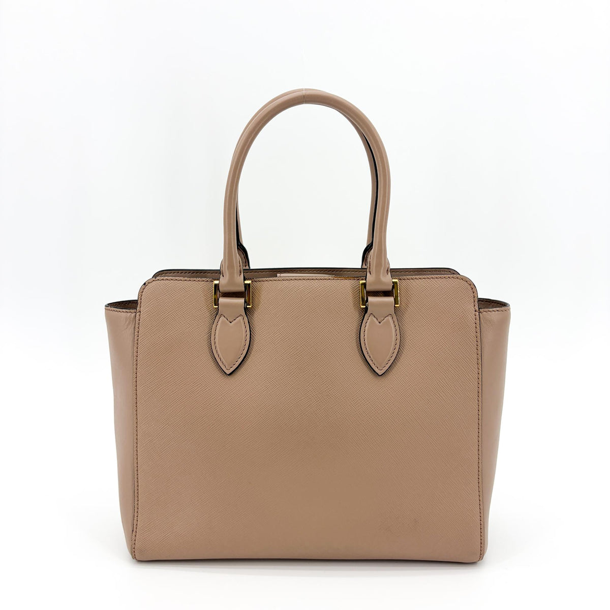 Prada Saffiano Soft Calfskin Two-Way Tote Bag Cameo Gold Hardware