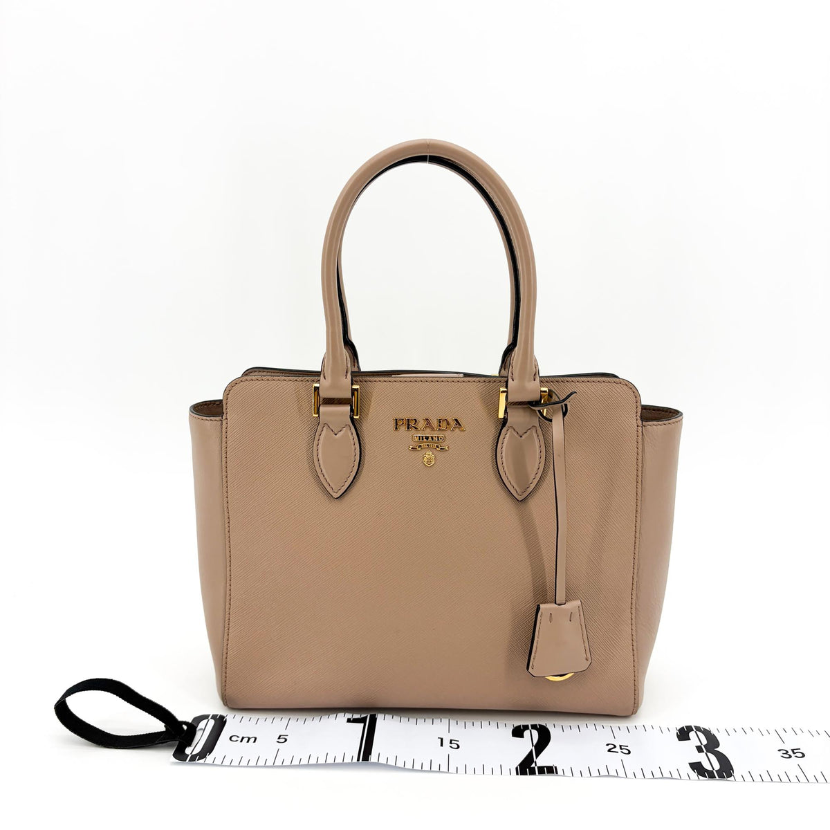 Prada Saffiano Soft Calfskin Two-Way Tote Bag Cameo Gold Hardware