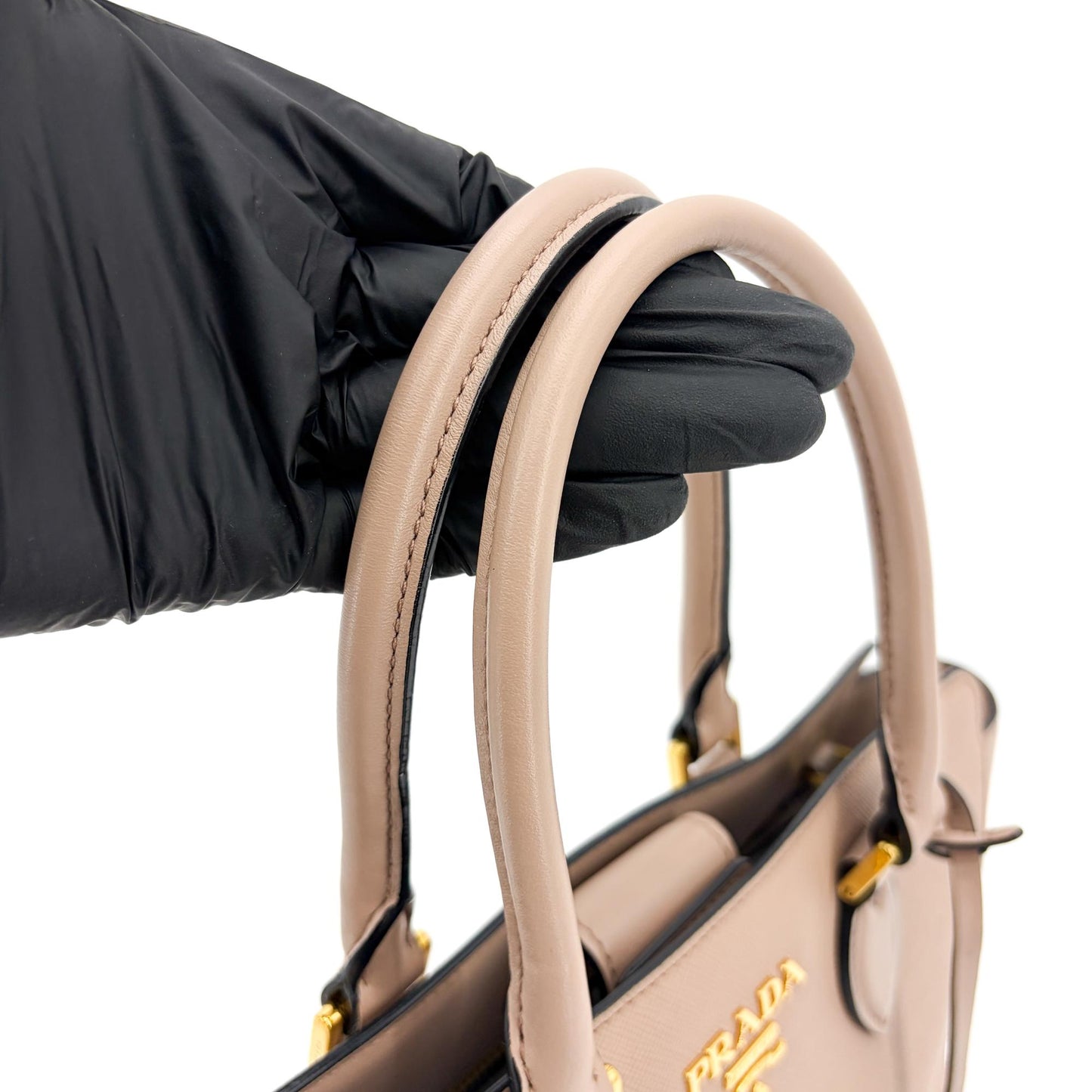 Prada Saffiano Soft Calfskin Two-Way Tote Bag Cameo Gold Hardware