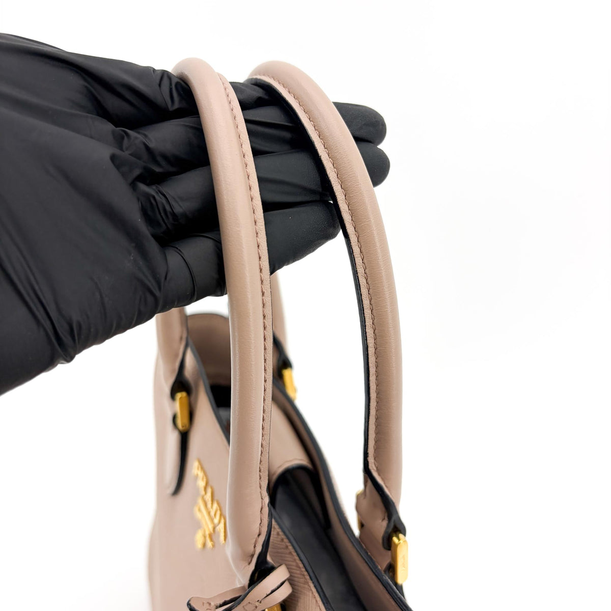 Prada Saffiano Soft Calfskin Two-Way Tote Bag Cameo Gold Hardware