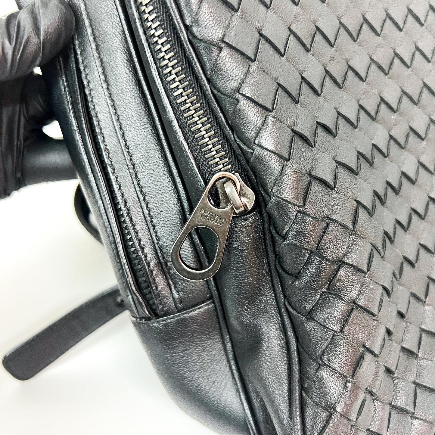 Bottega Veneta Intrecciato Leather Backpack Black