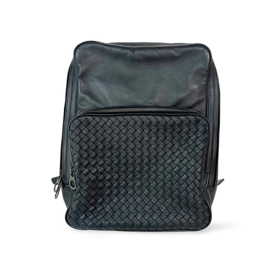 Bottega Veneta Intrecciato Leather Backpack Black