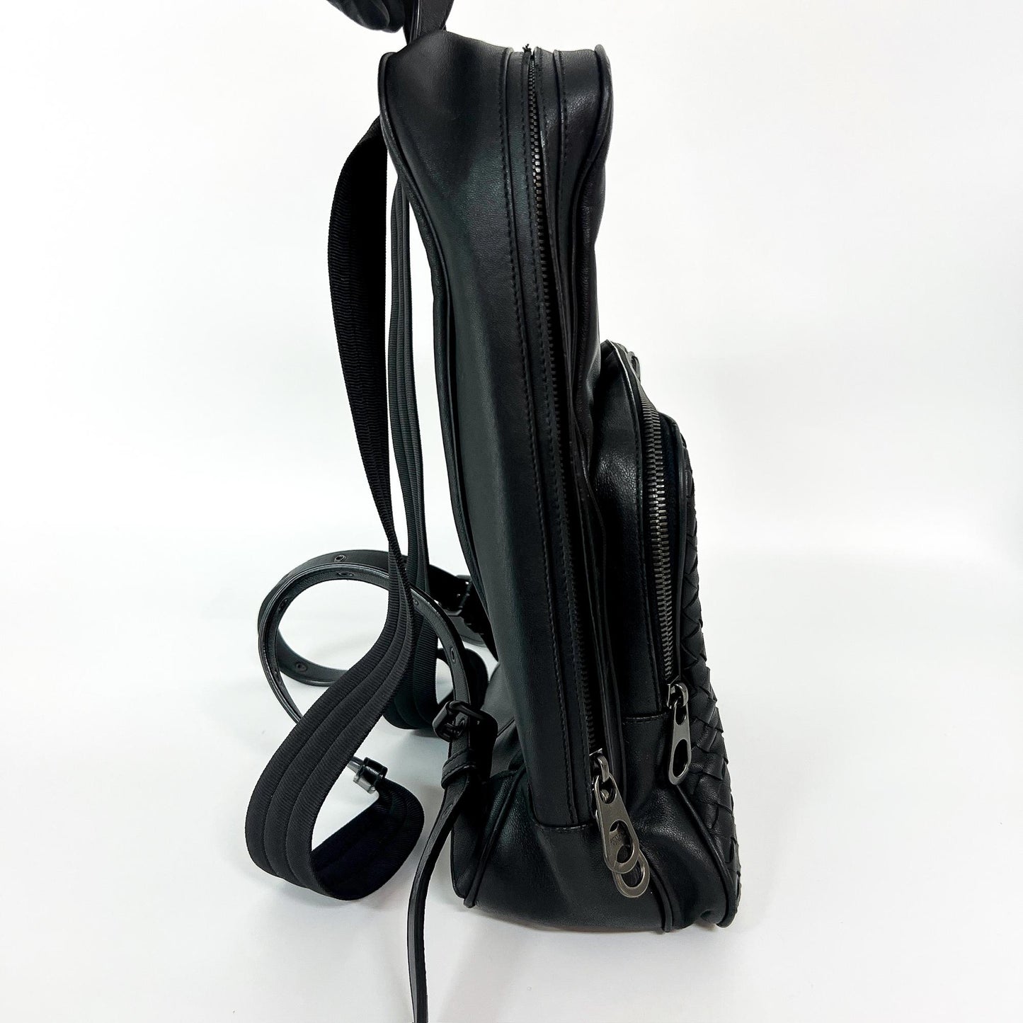 Bottega Veneta Intrecciato Leather Backpack Black