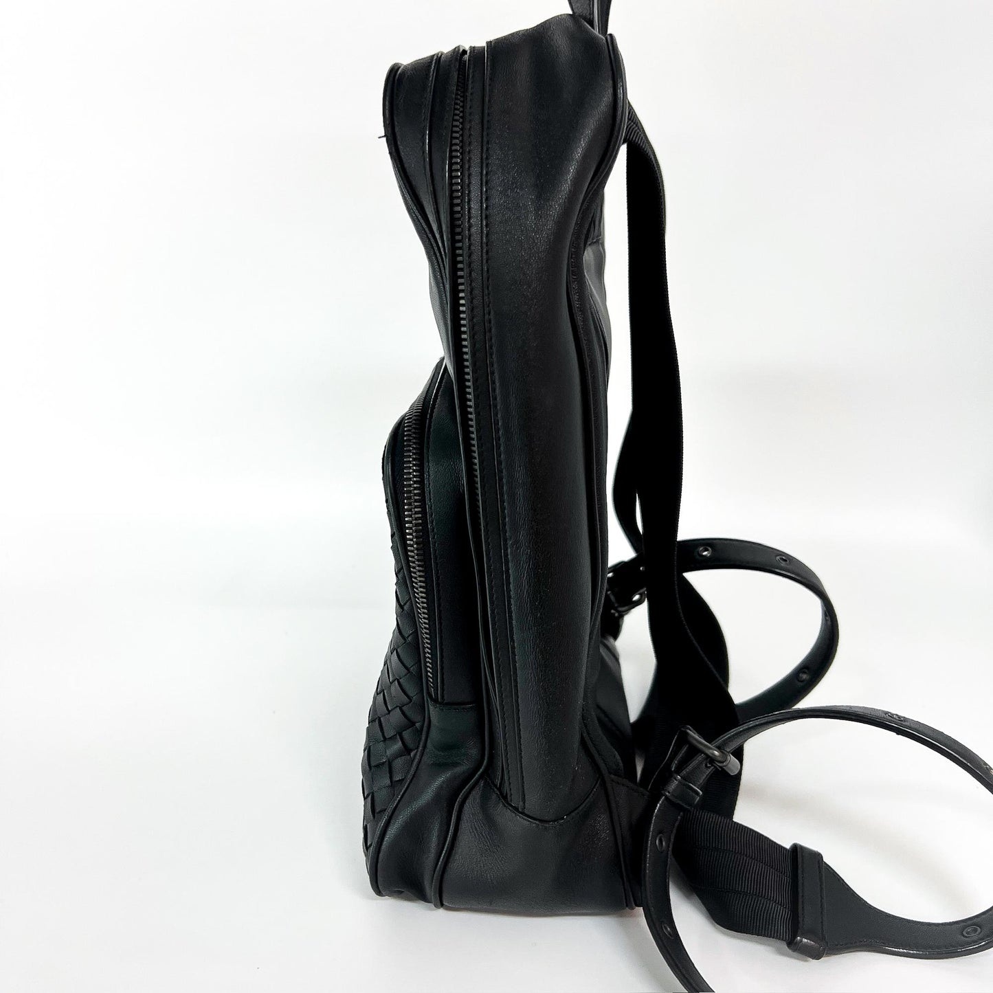 Bottega Veneta Intrecciato Leather Backpack Black