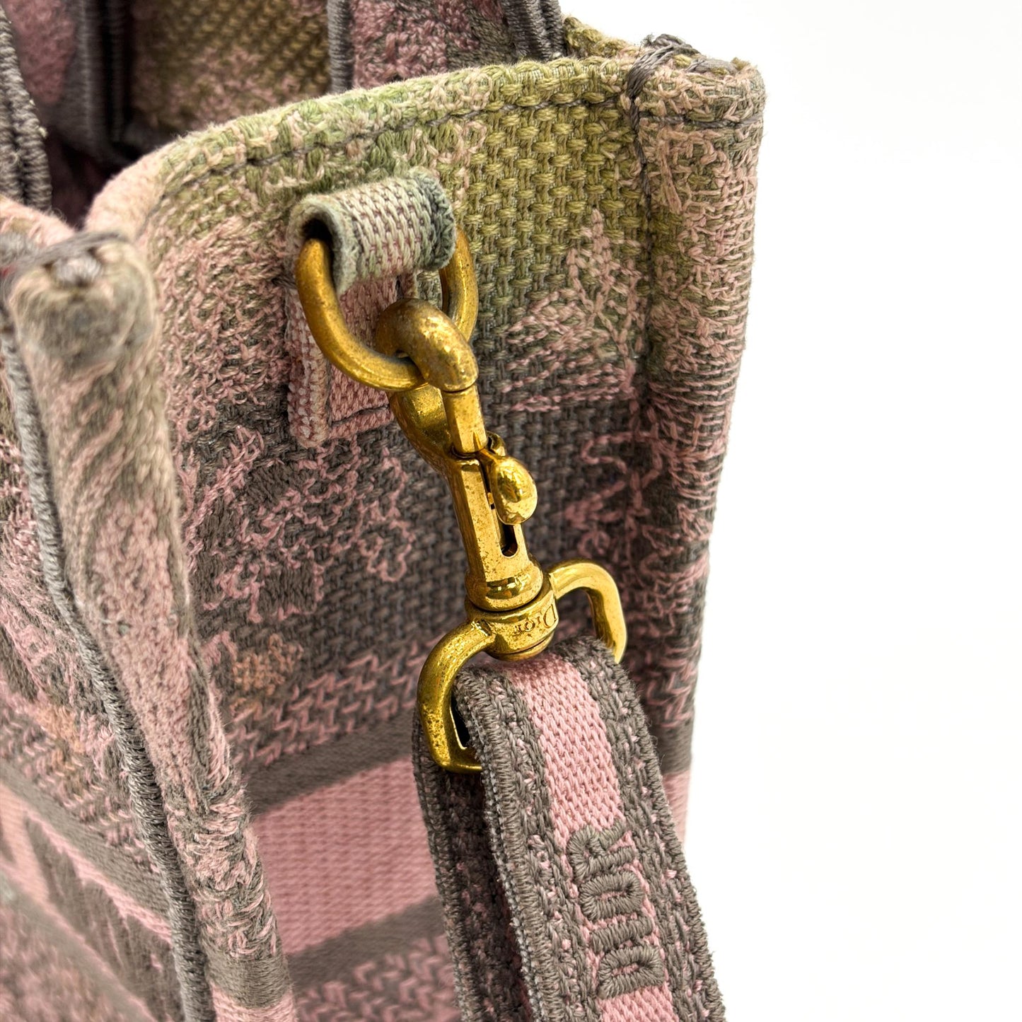 Dior Mini Book Tote Pink and Grey Jouy Reverse Embroidery