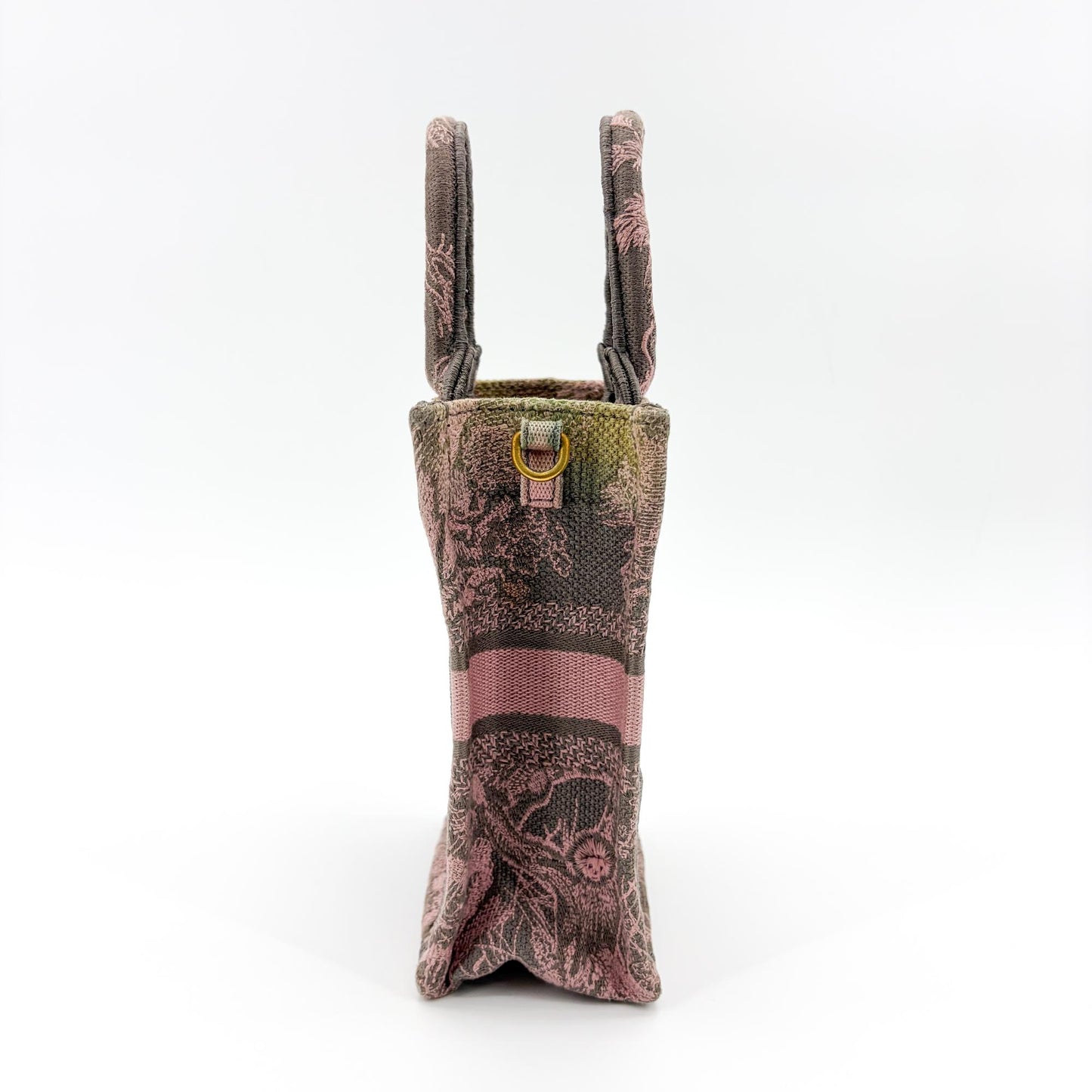 Dior Mini Book Tote Pink and Grey Jouy Reverse Embroidery
