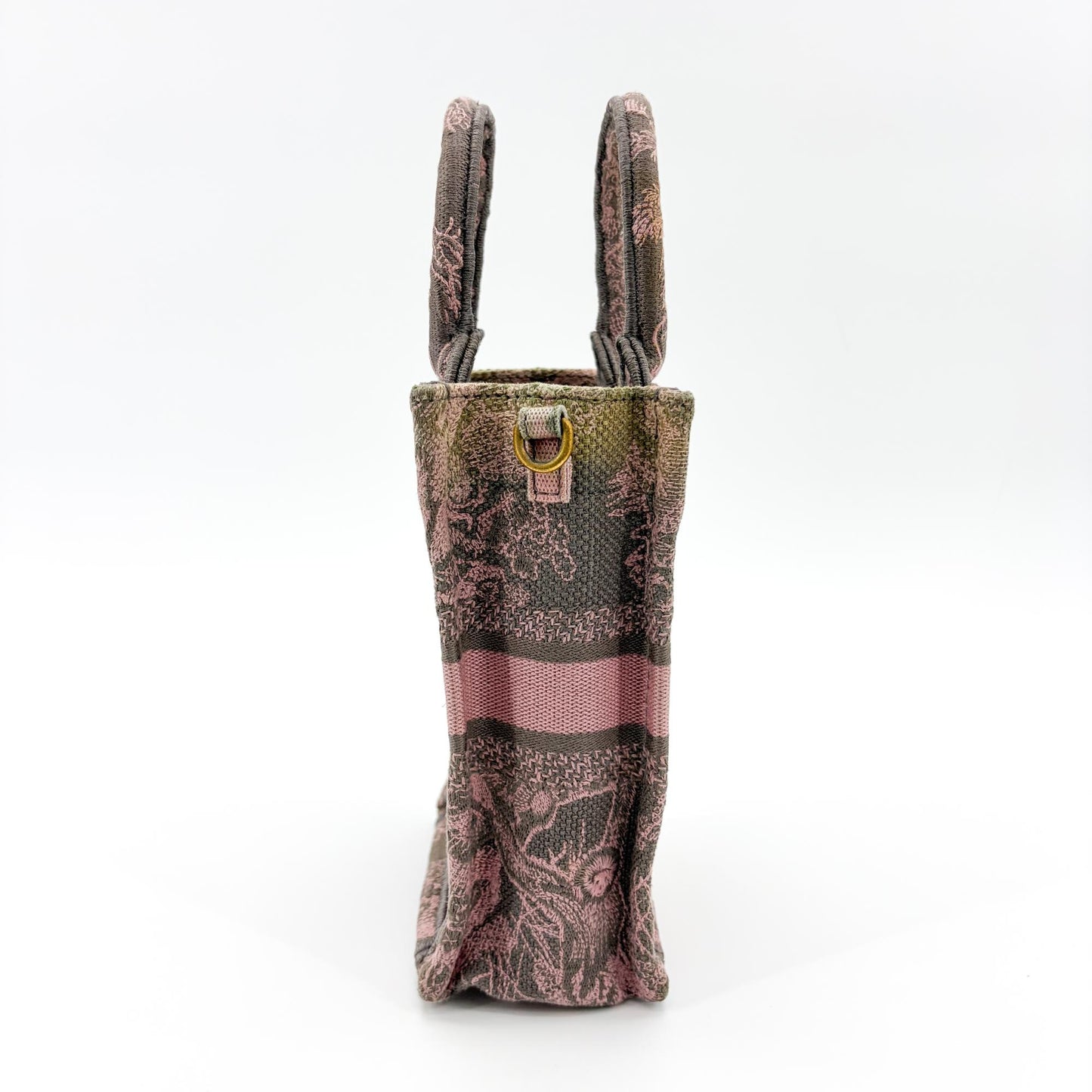 Dior Mini Book Tote Pink and Grey Jouy Reverse Embroidery