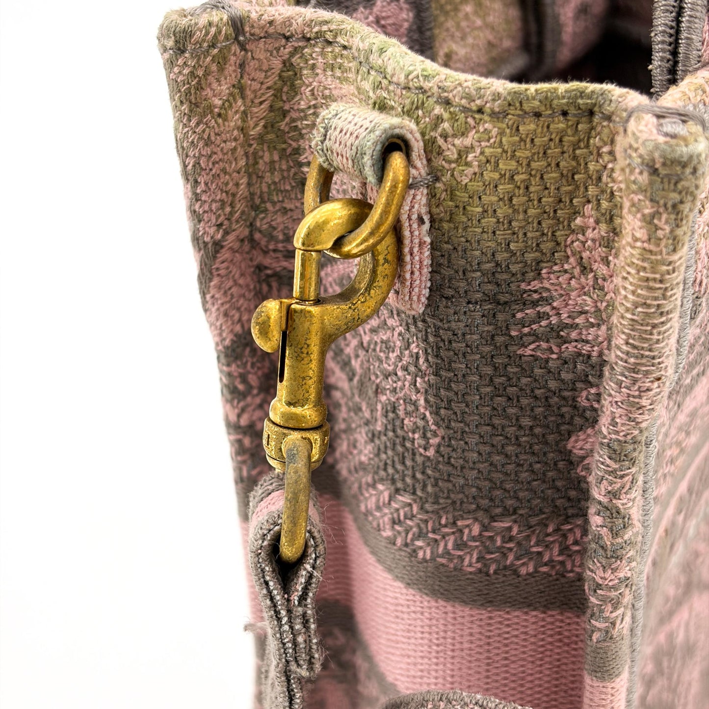 Dior Mini Book Tote Pink and Grey Jouy Reverse Embroidery