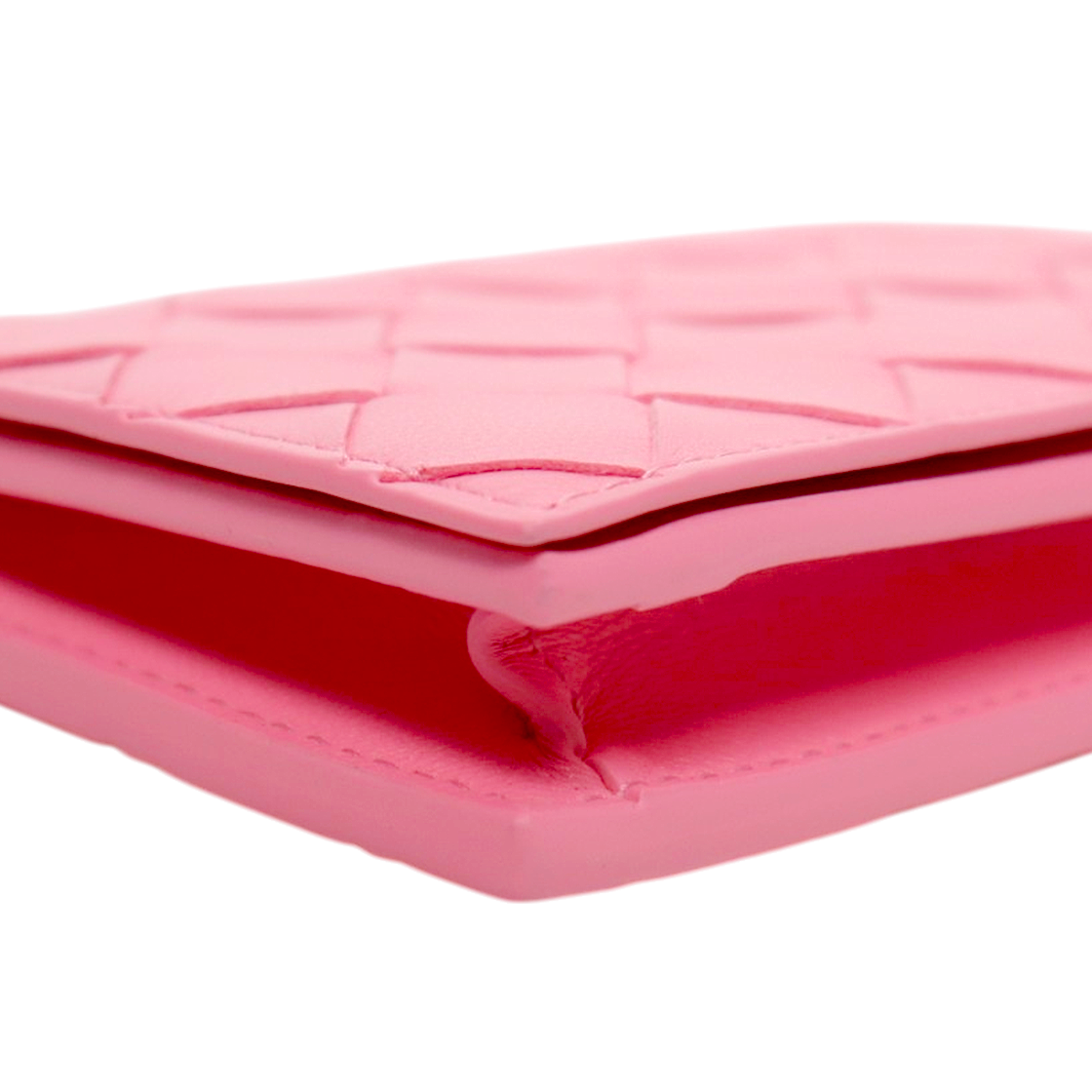 Bottega Veneta Pink Intrecciato Card Wallet