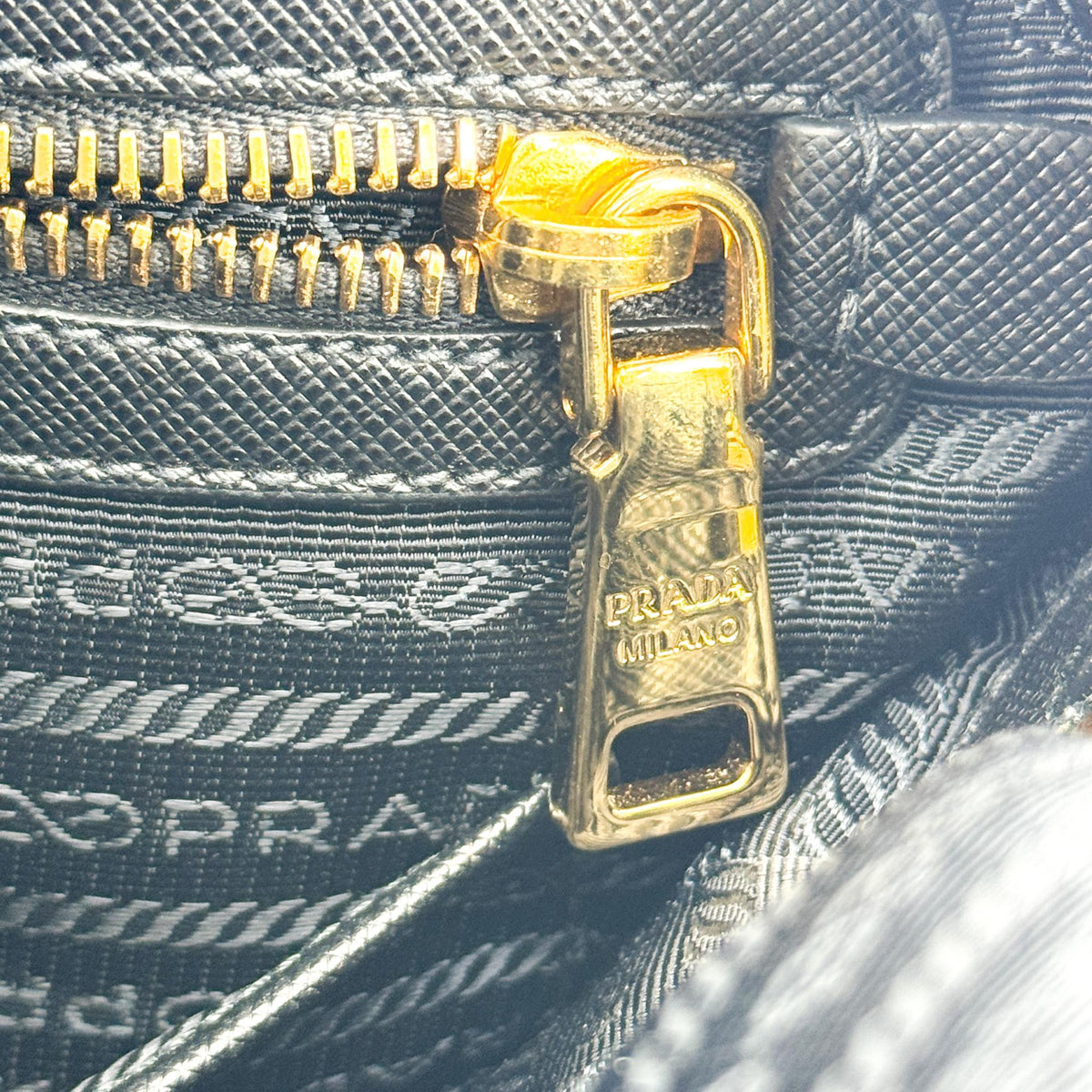 Prada Tessuto Saffiano Dome Tote Bag Black with Gold Hardware