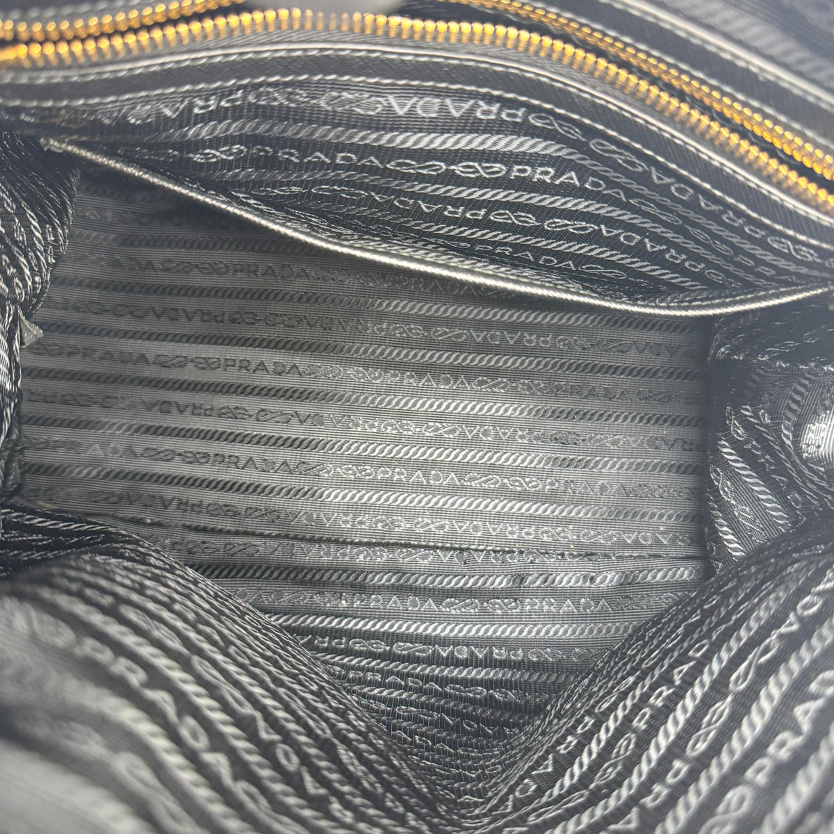 Prada Tessuto Saffiano Dome Tote Bag Black with Gold Hardware