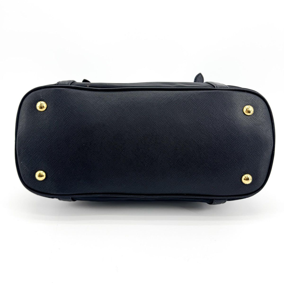 Prada Tessuto Saffiano Dome Tote Bag Black with Gold Hardware