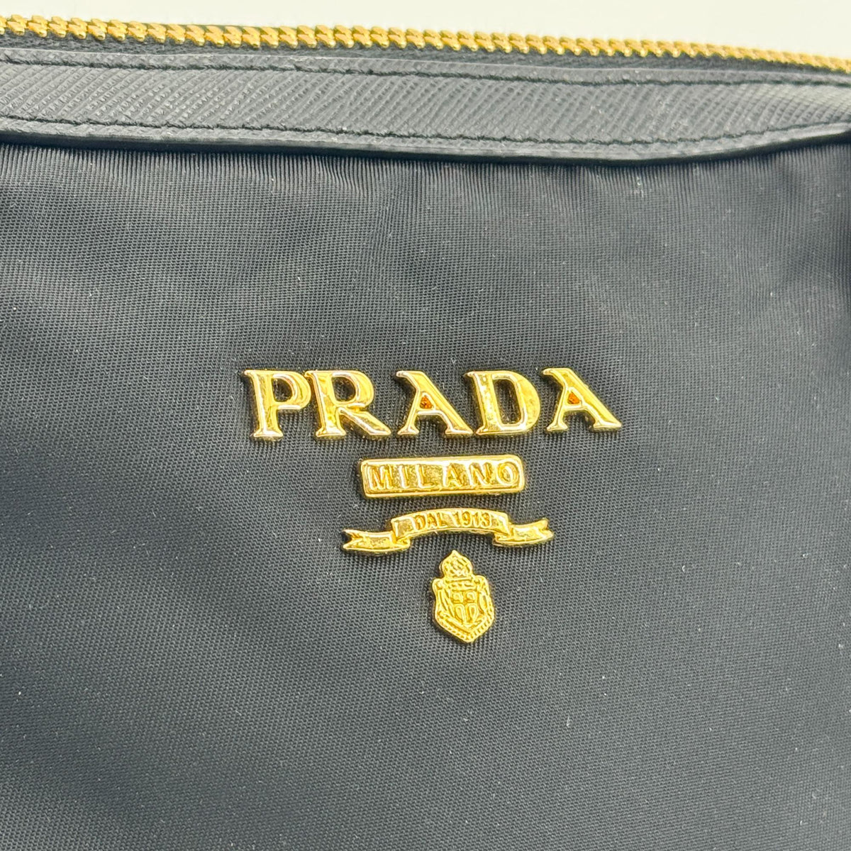 Prada Tessuto Saffiano Dome Tote Bag Black with Gold Hardware