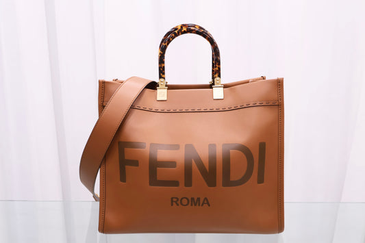 Sunshine Medium Brown Leather Shopper Tote Bag 8BH386