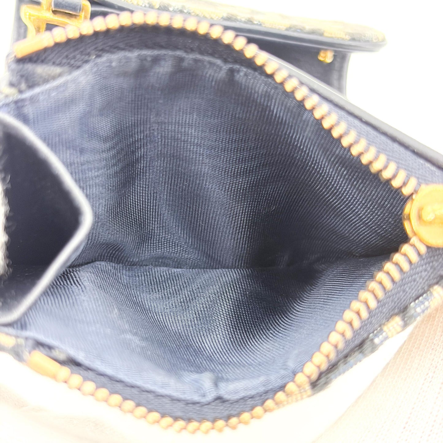 Dior Saddle Lotus Wallet Blue Oblique Jacquard