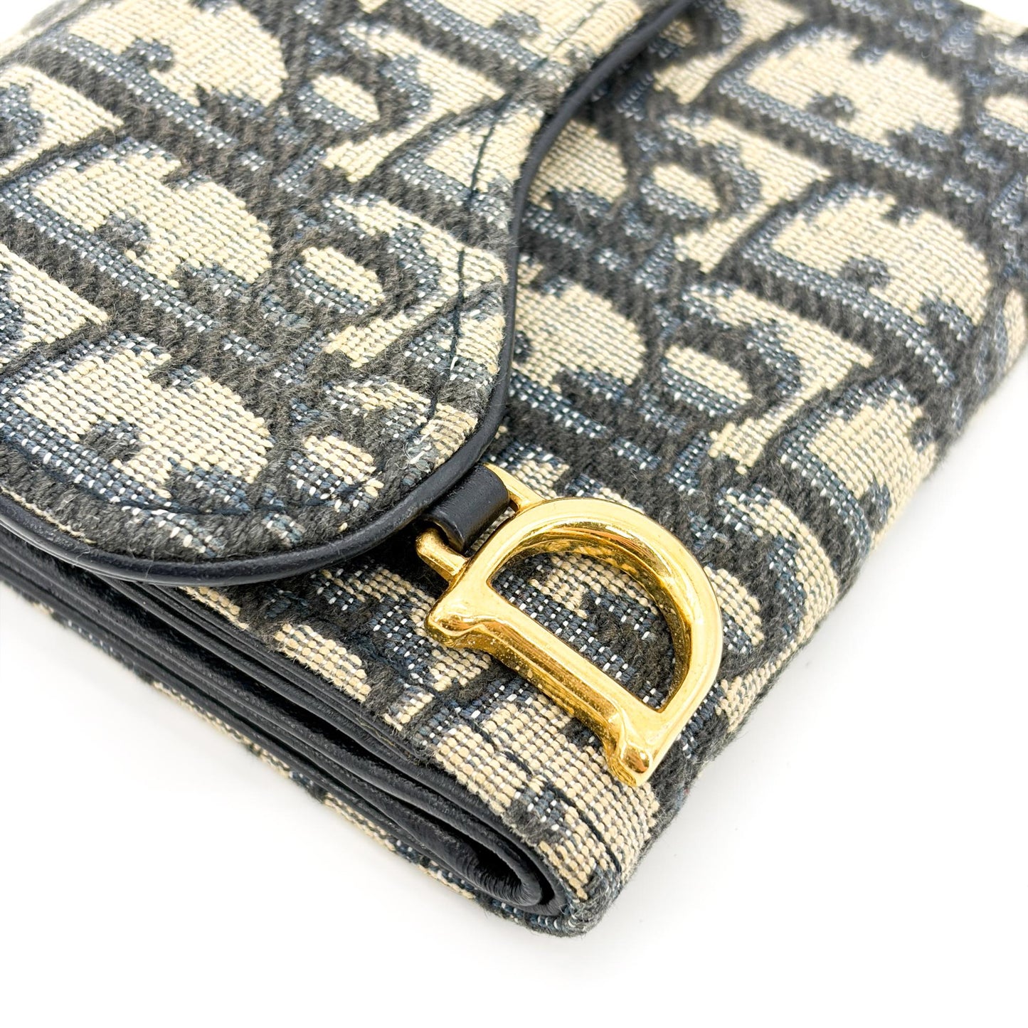 Dior Saddle Lotus Wallet Blue Oblique Jacquard