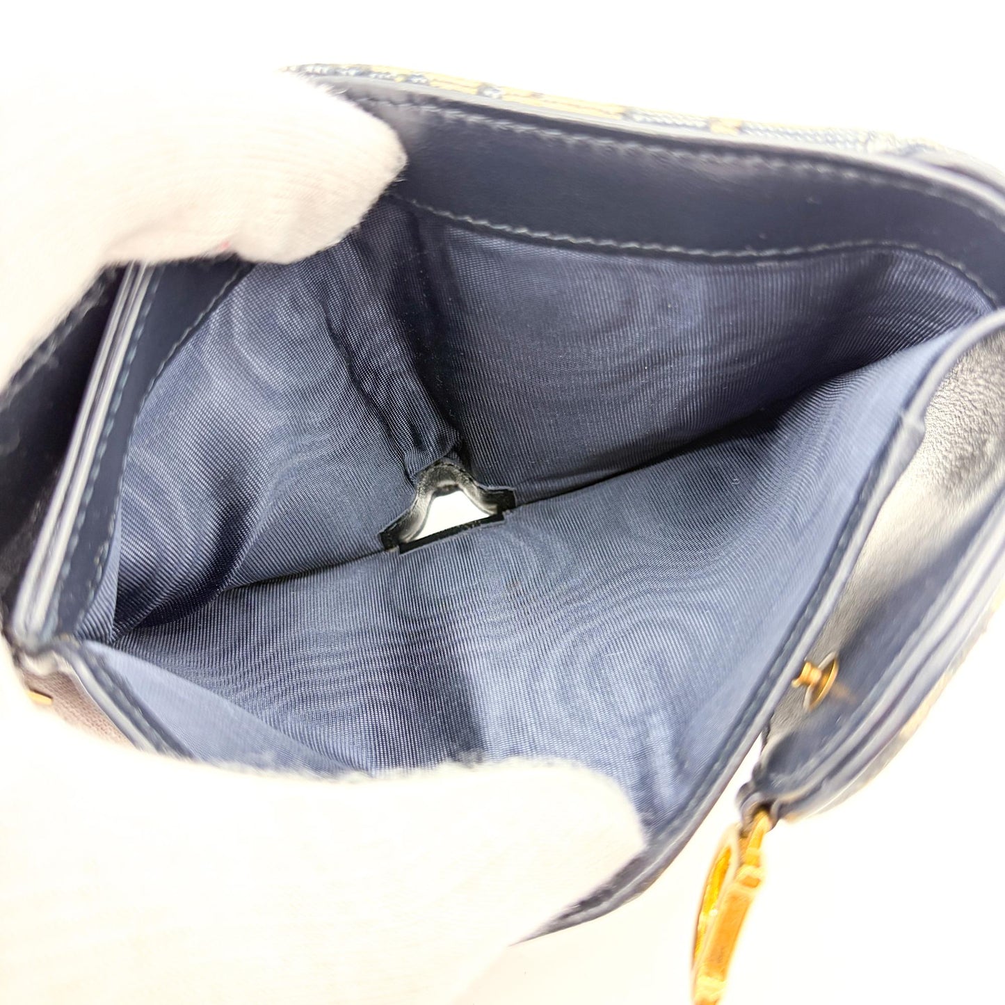 Dior Saddle Lotus Wallet Blue Oblique Jacquard