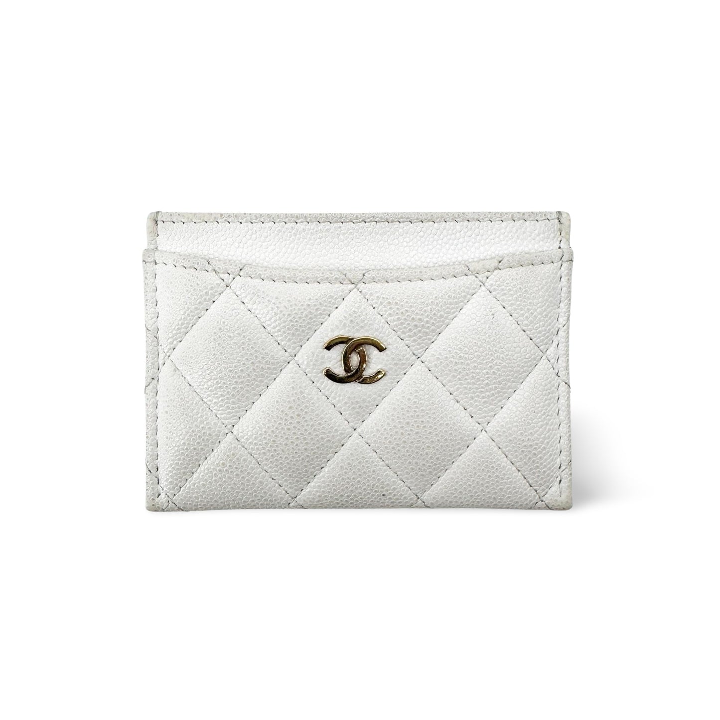 Chanel Classic Card Holder Gold Hardware White