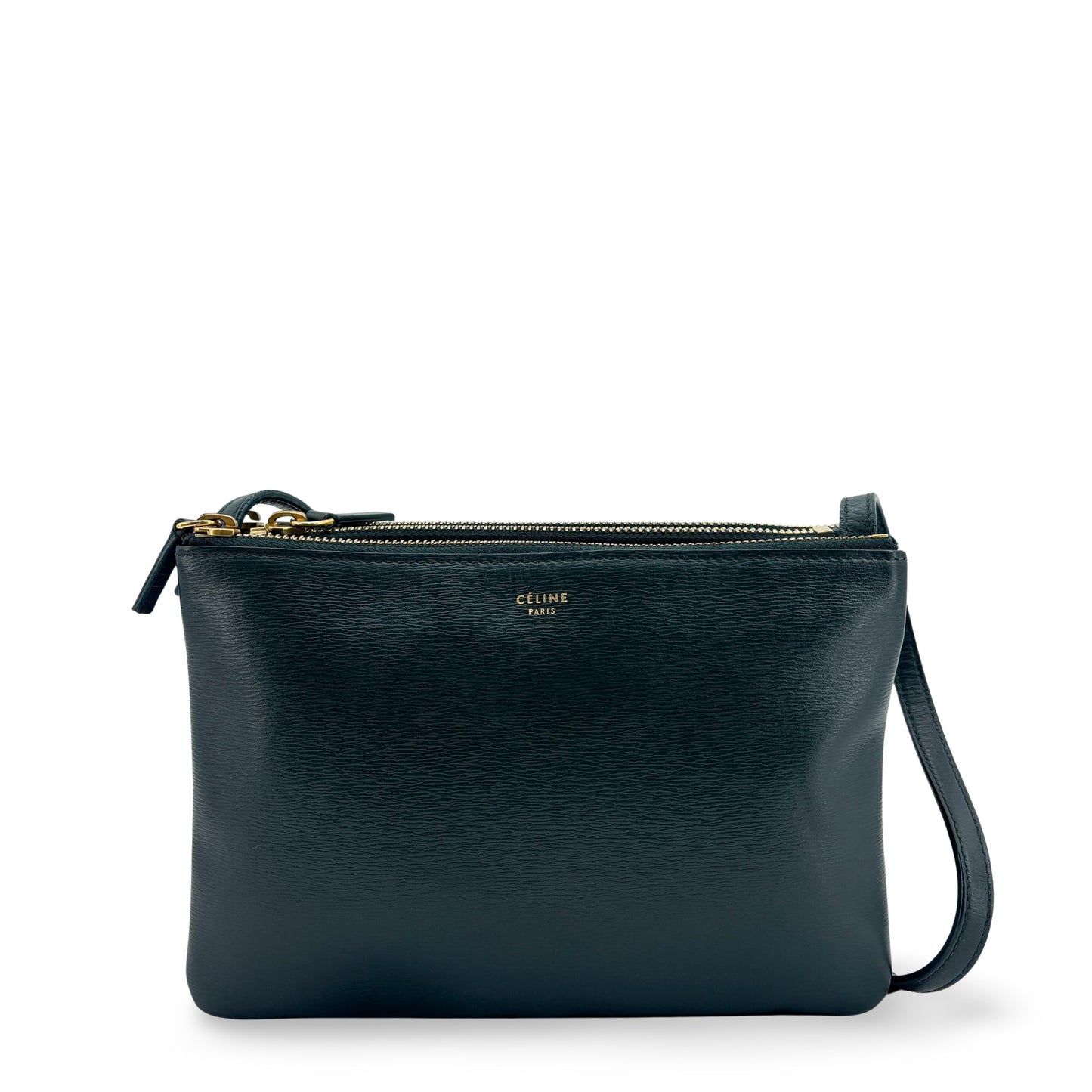 Celine Trio Bag Small Dark Green Gold Hardware