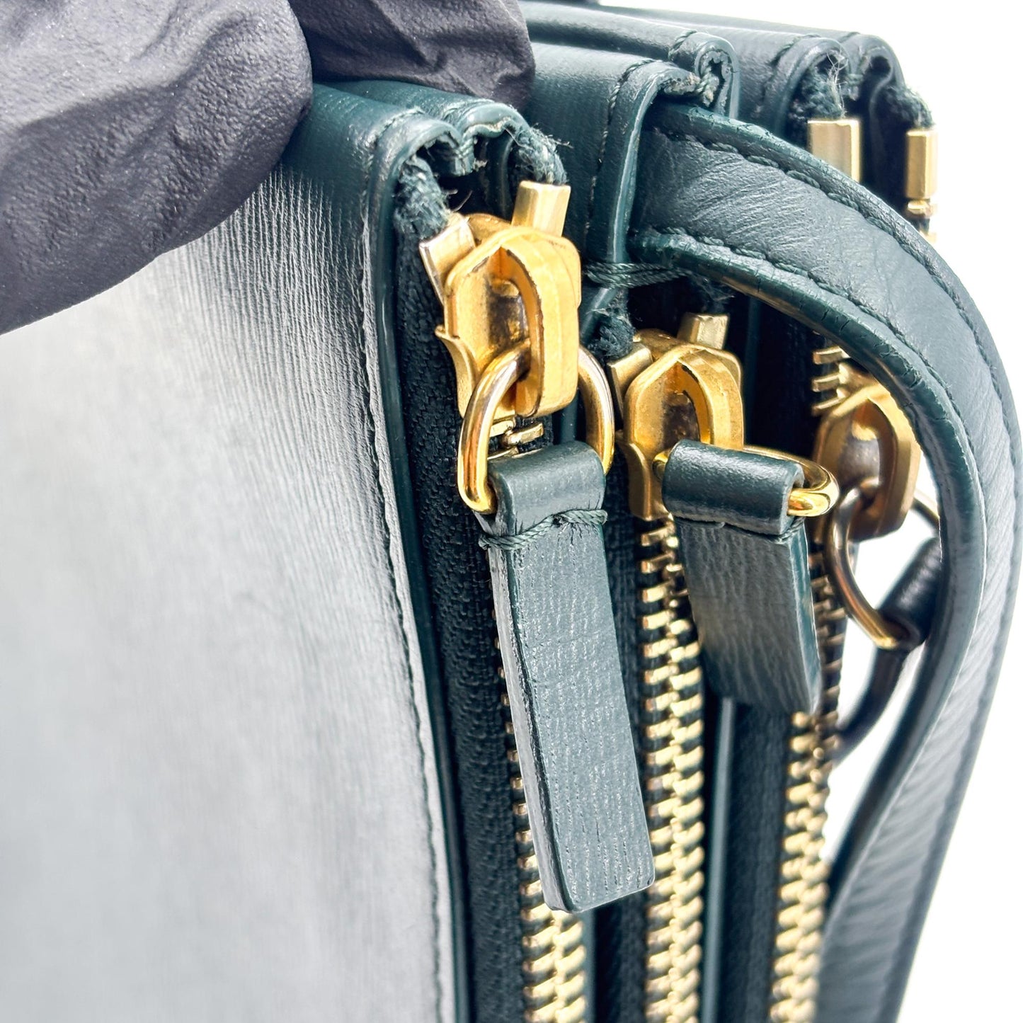 Celine Trio Bag Small Dark Green Gold Hardware