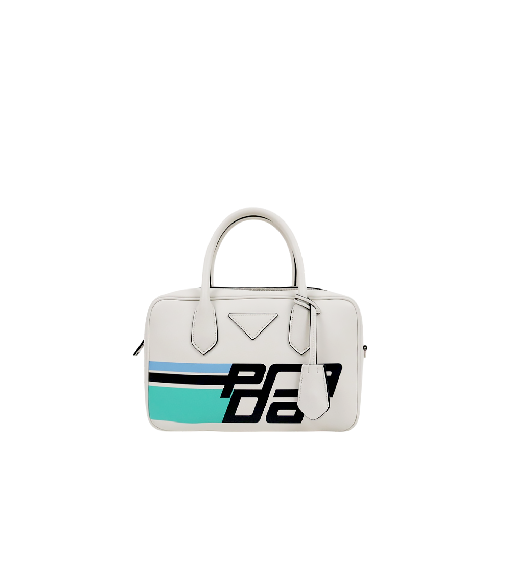 Prada White Leather Bowling Tote Bag