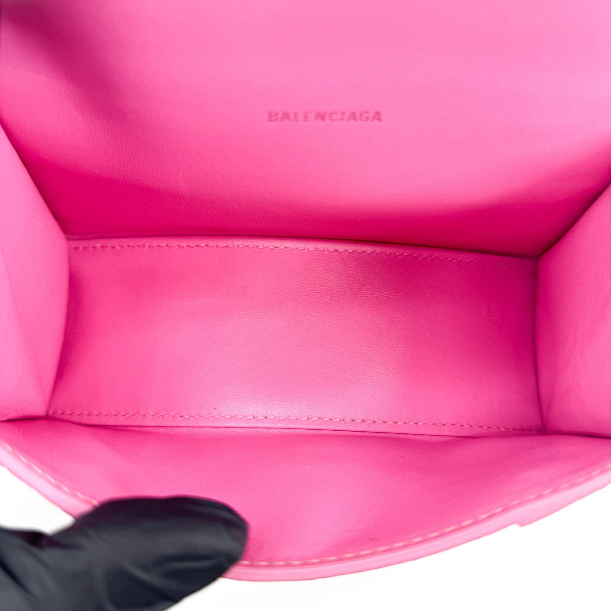 Balenciaga Micro Hourglass Top Handle Bag Pink Crocodile Embossing