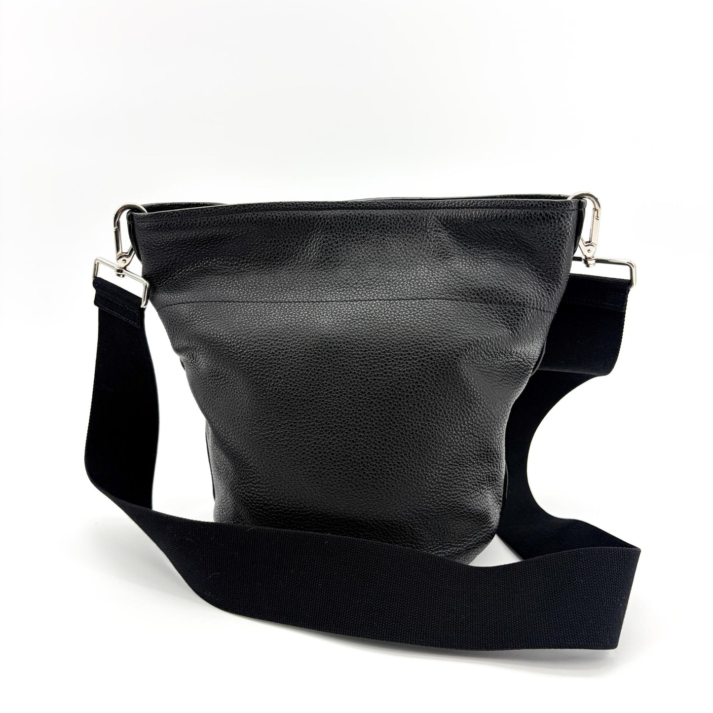 Prada Vitello Daino Leather Bucket Bag Black Silver Hardware