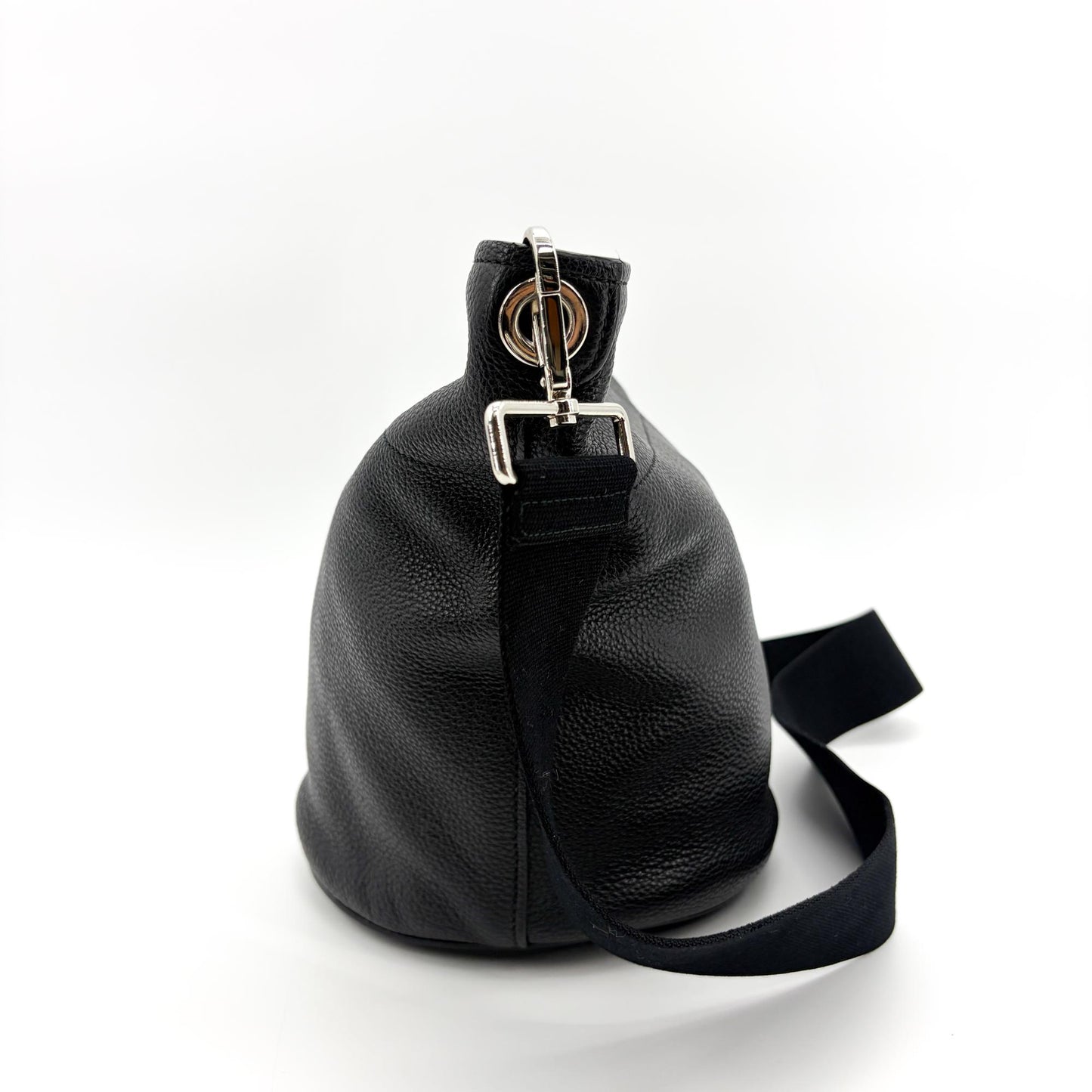 Prada Vitello Daino Leather Bucket Bag Black Silver Hardware