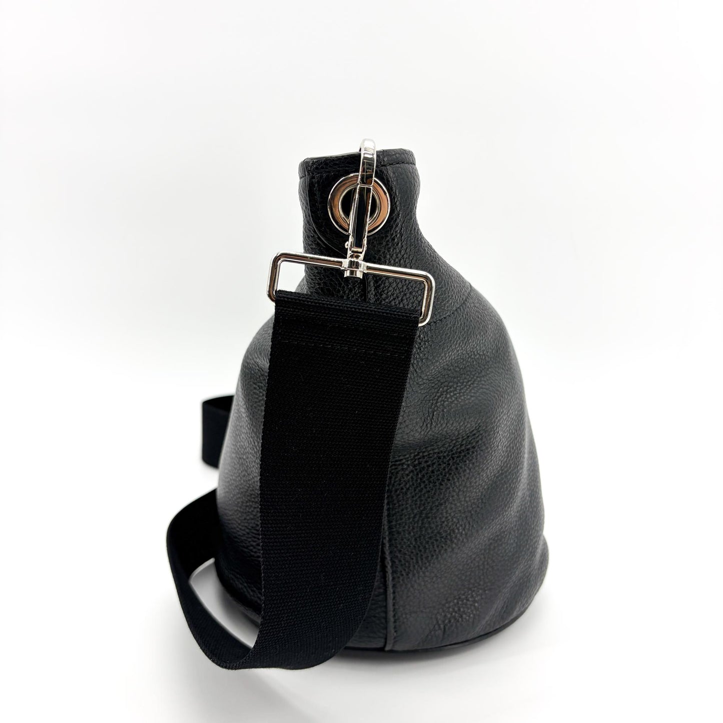 Prada Vitello Daino Leather Bucket Bag Black Silver Hardware