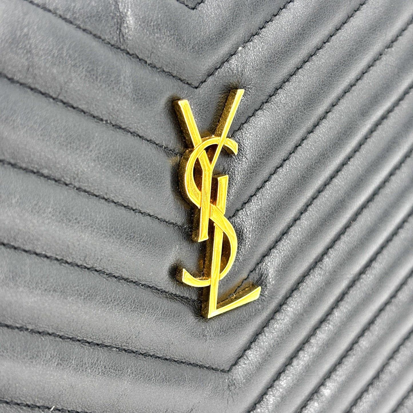 Saint Laurent Monogram Matelassé Tablet Pouch Black Gold Hardware