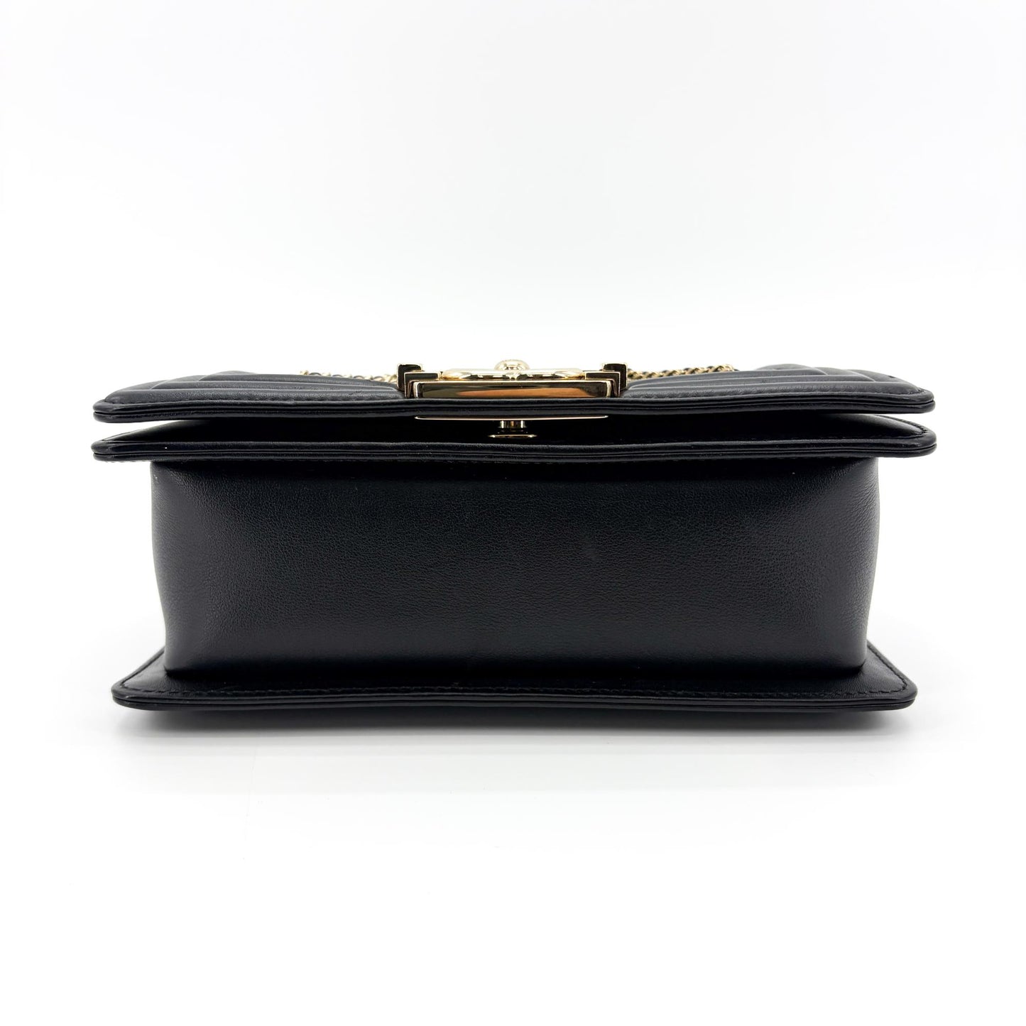 Chanel Boy Chanel Flap Bag Chain Emblem Small Black Gold Hardware