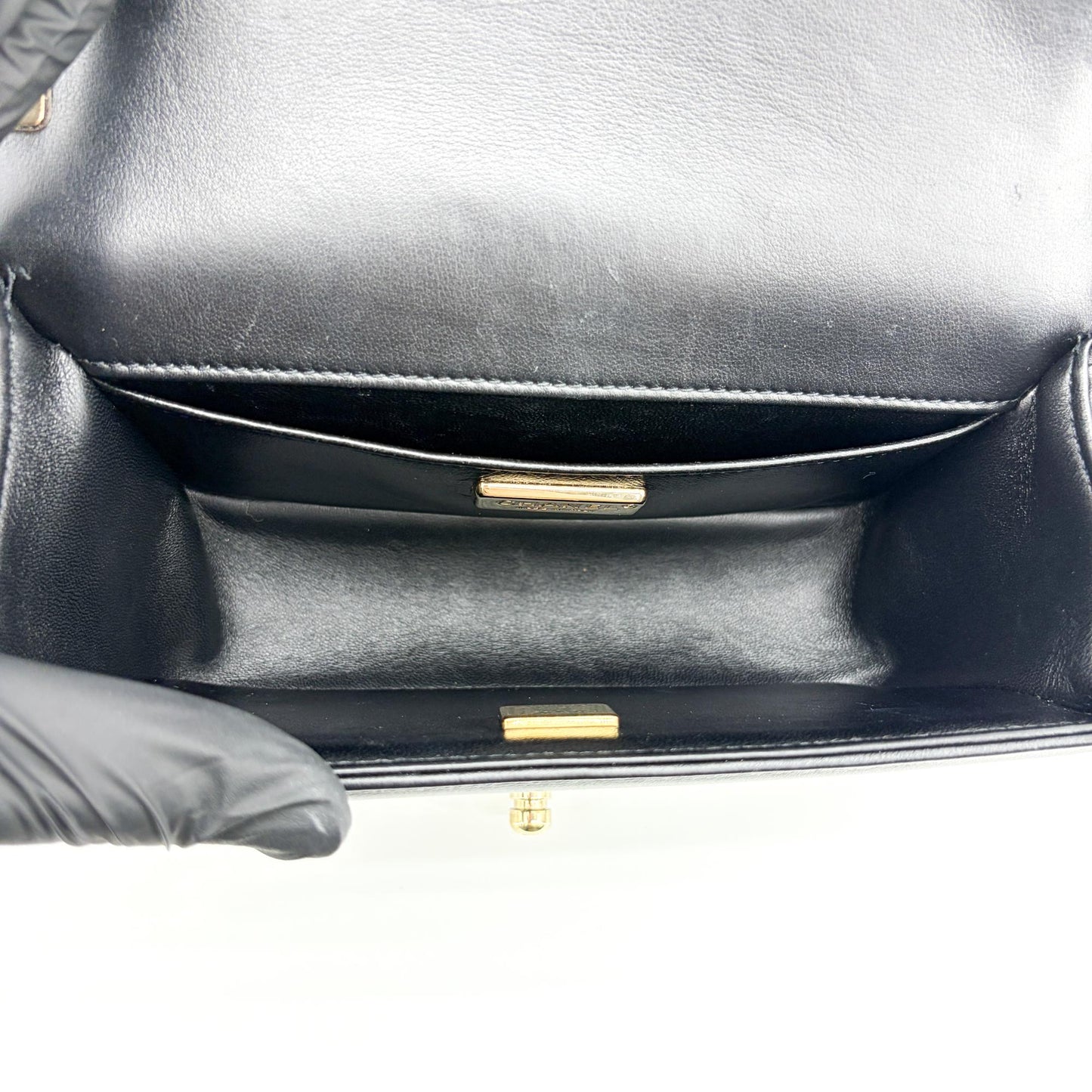 Chanel Boy Chanel Flap Bag Chain Emblem Small Black Gold Hardware