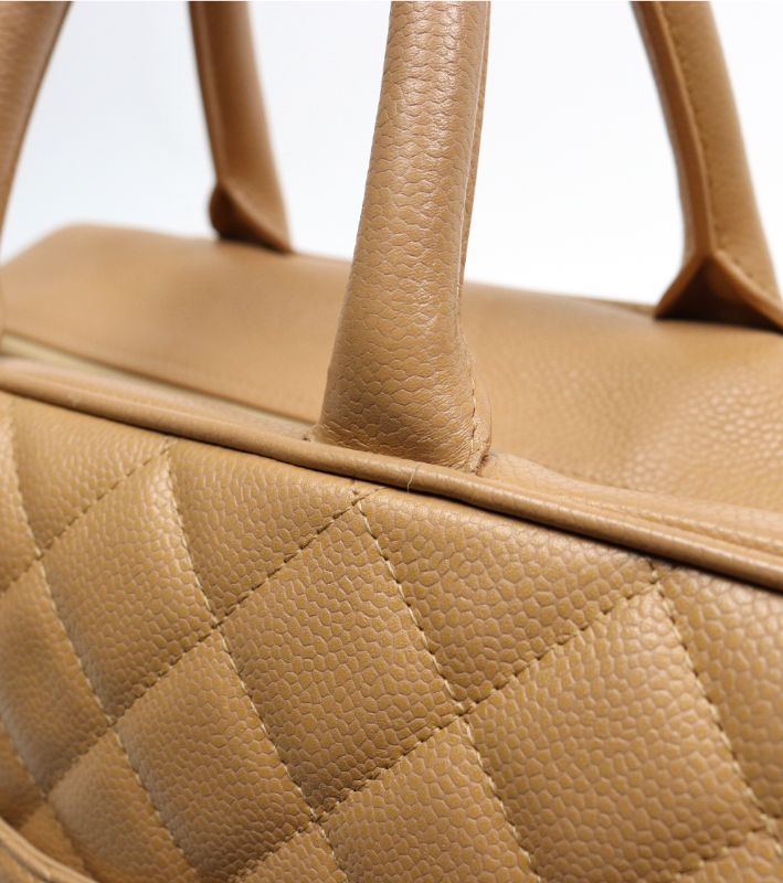 Chanel Beige Caviar Big CC Bowling Tote