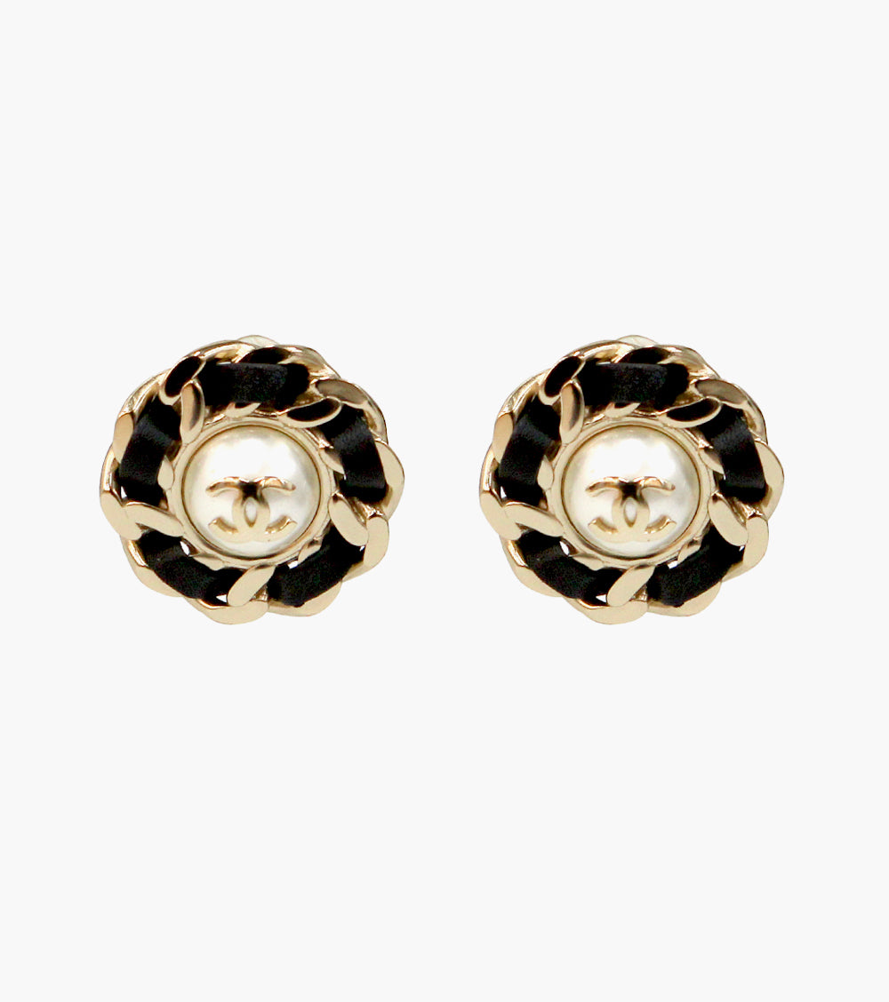Chanel Round CC Gold Earrings