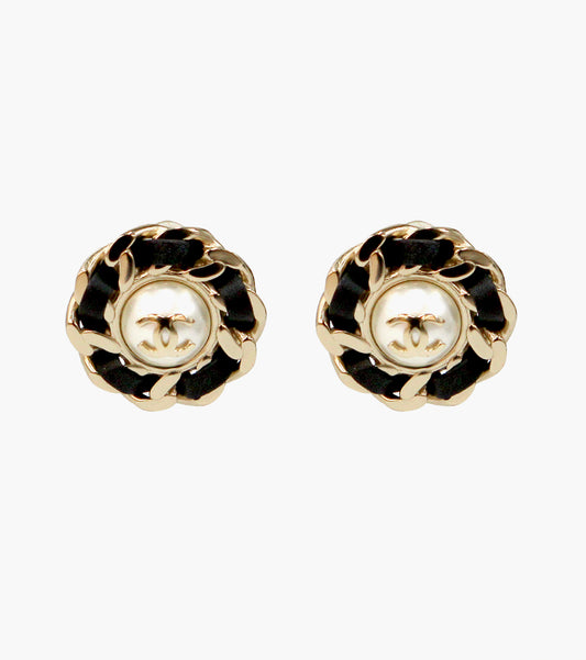 Chanel Round CC Gold Earrings