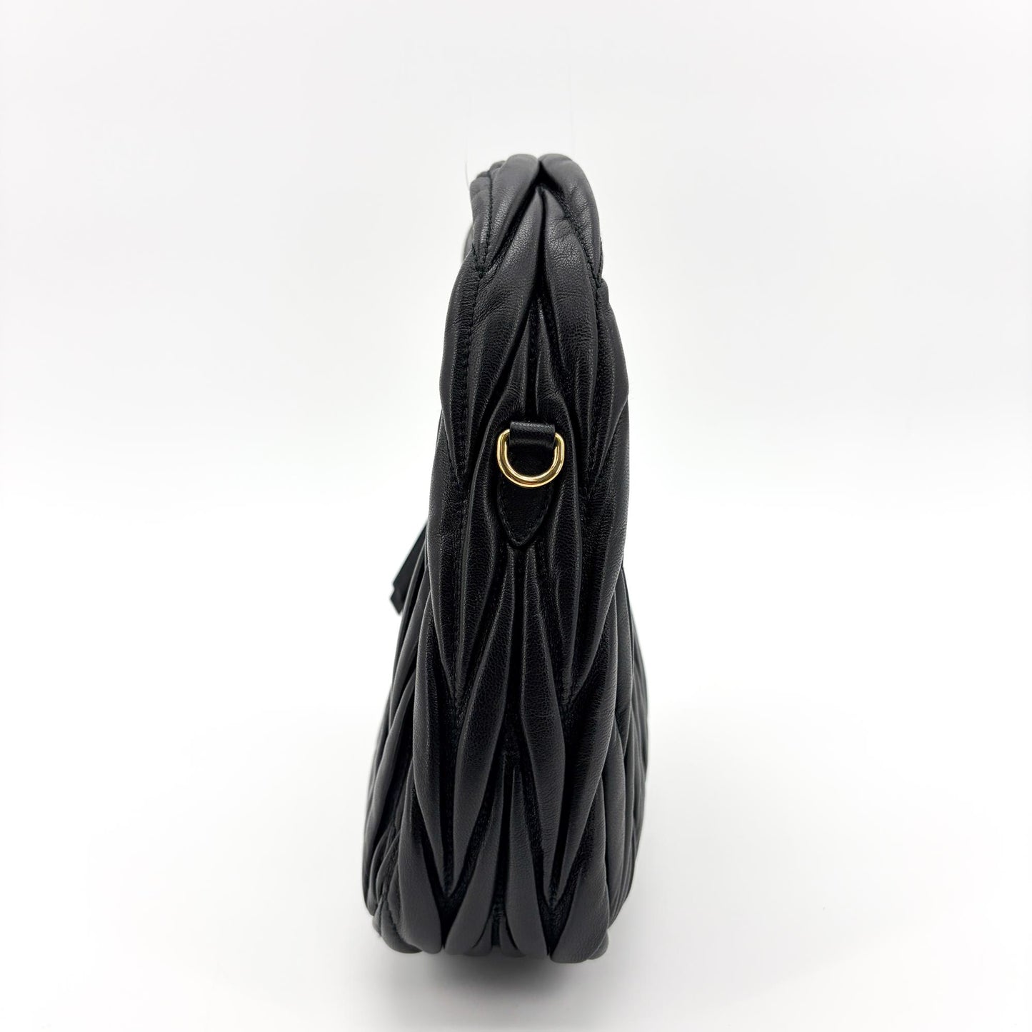 Miu Miu Matelassé Napa Leather Small Hobo Bag Black