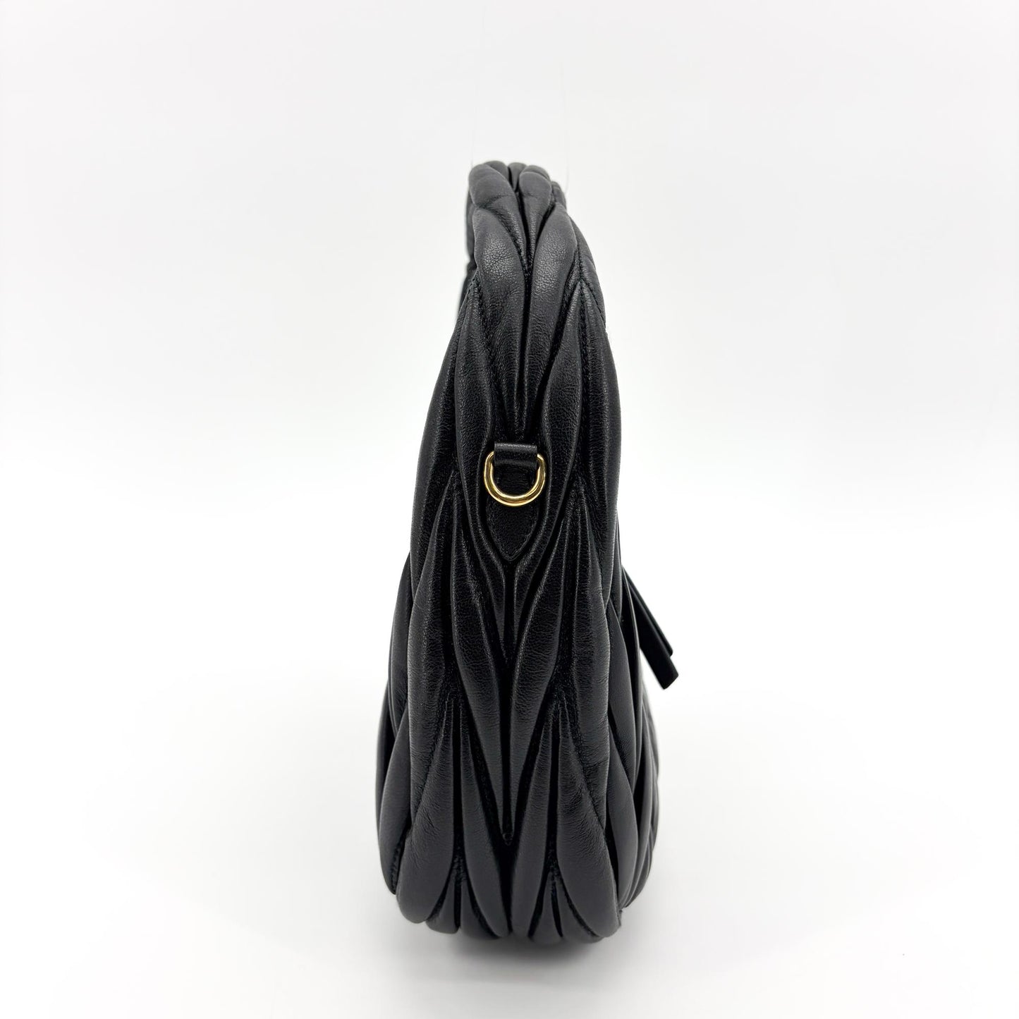Miu Miu Matelassé Napa Leather Small Hobo Bag Black