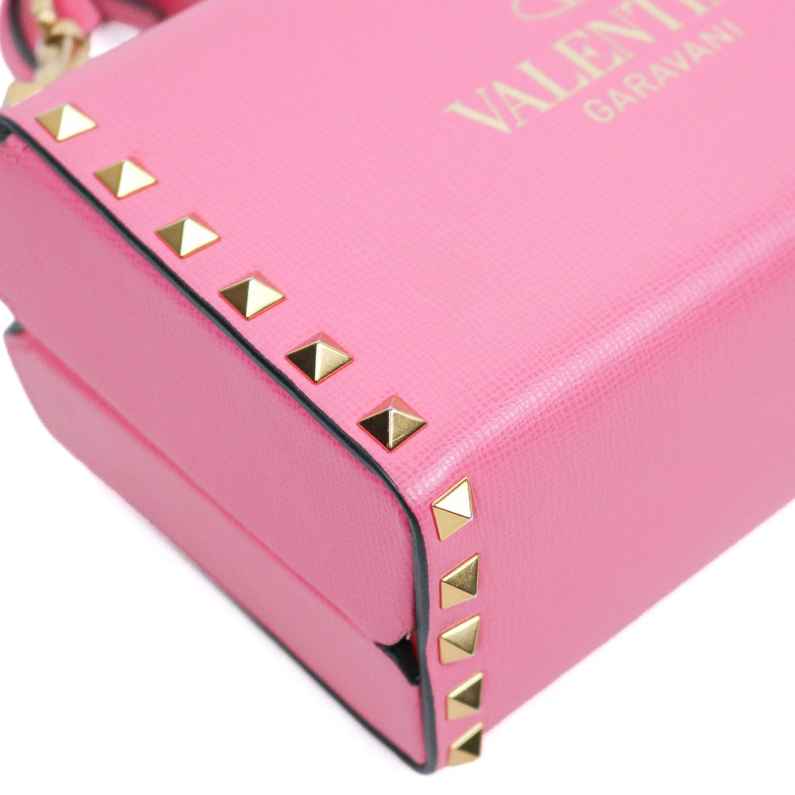 Valentino Pink Leather Rockstud Box Top-Handle Tote Bag