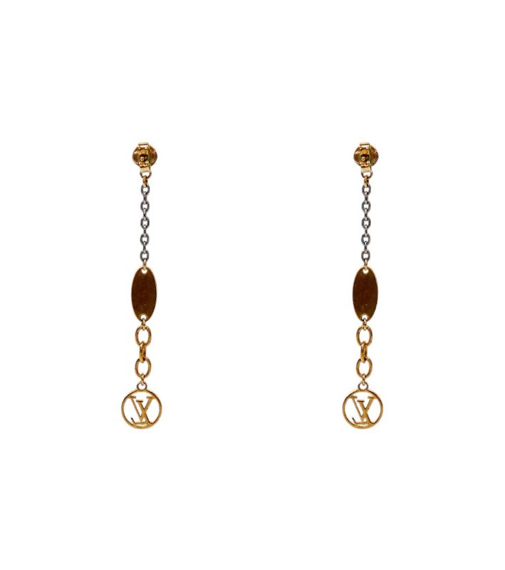 Louis Vuitton Logo Mania Gold Earrings