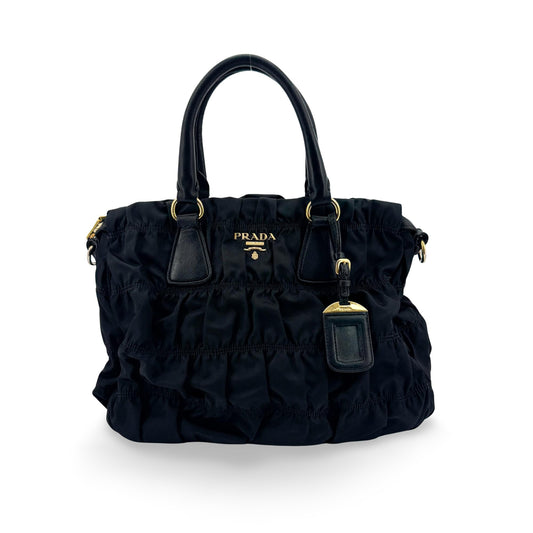Prada Tessuto Gaufre Tote Bag Black