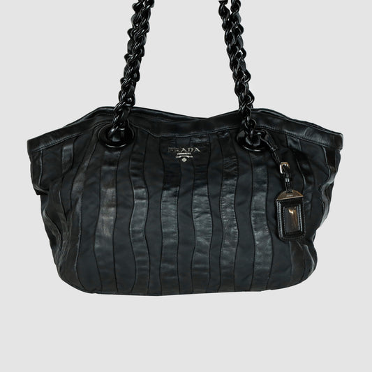 Nylon leather shoulder bag