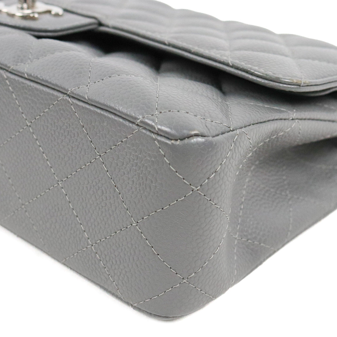 Chanel Gray Medium Caviar Classic Bag with Double Flap