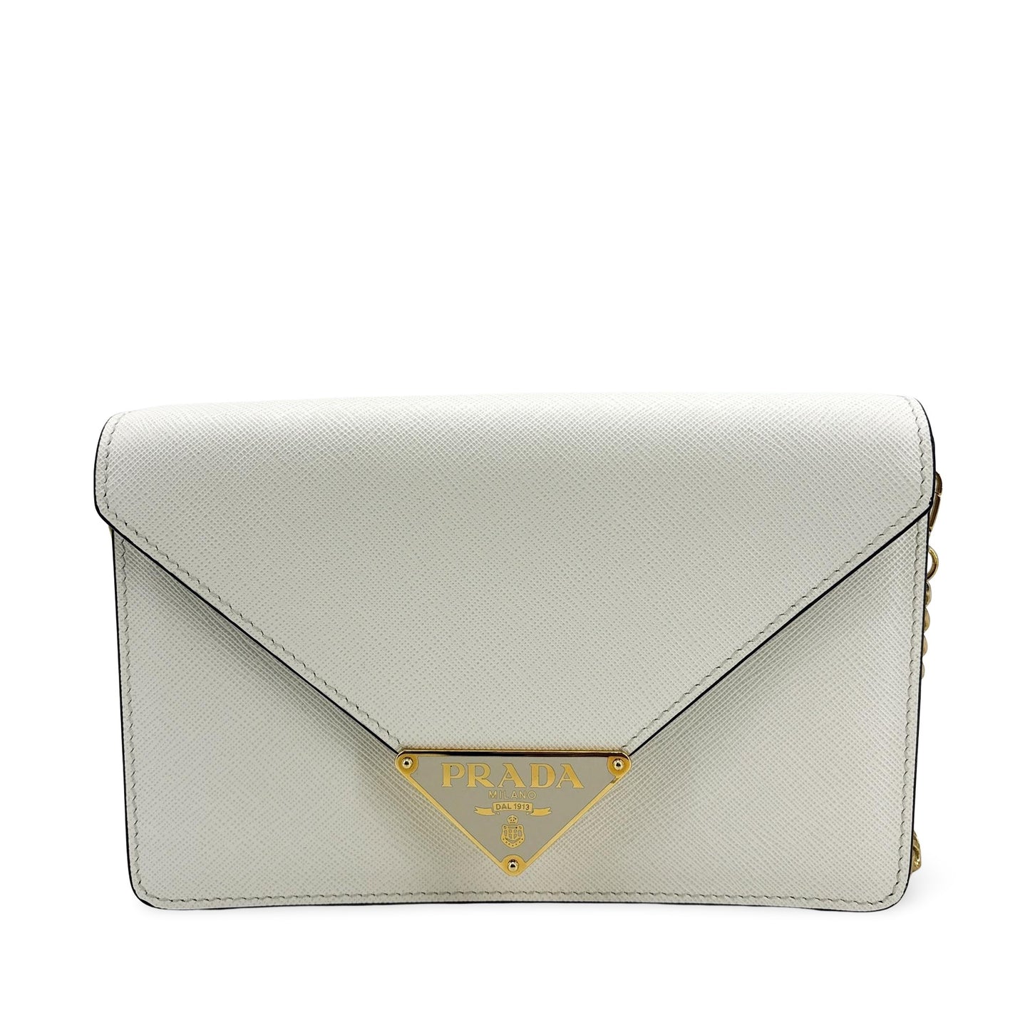 Prada Saffiano Evelop Chain Shoulder Bag White
