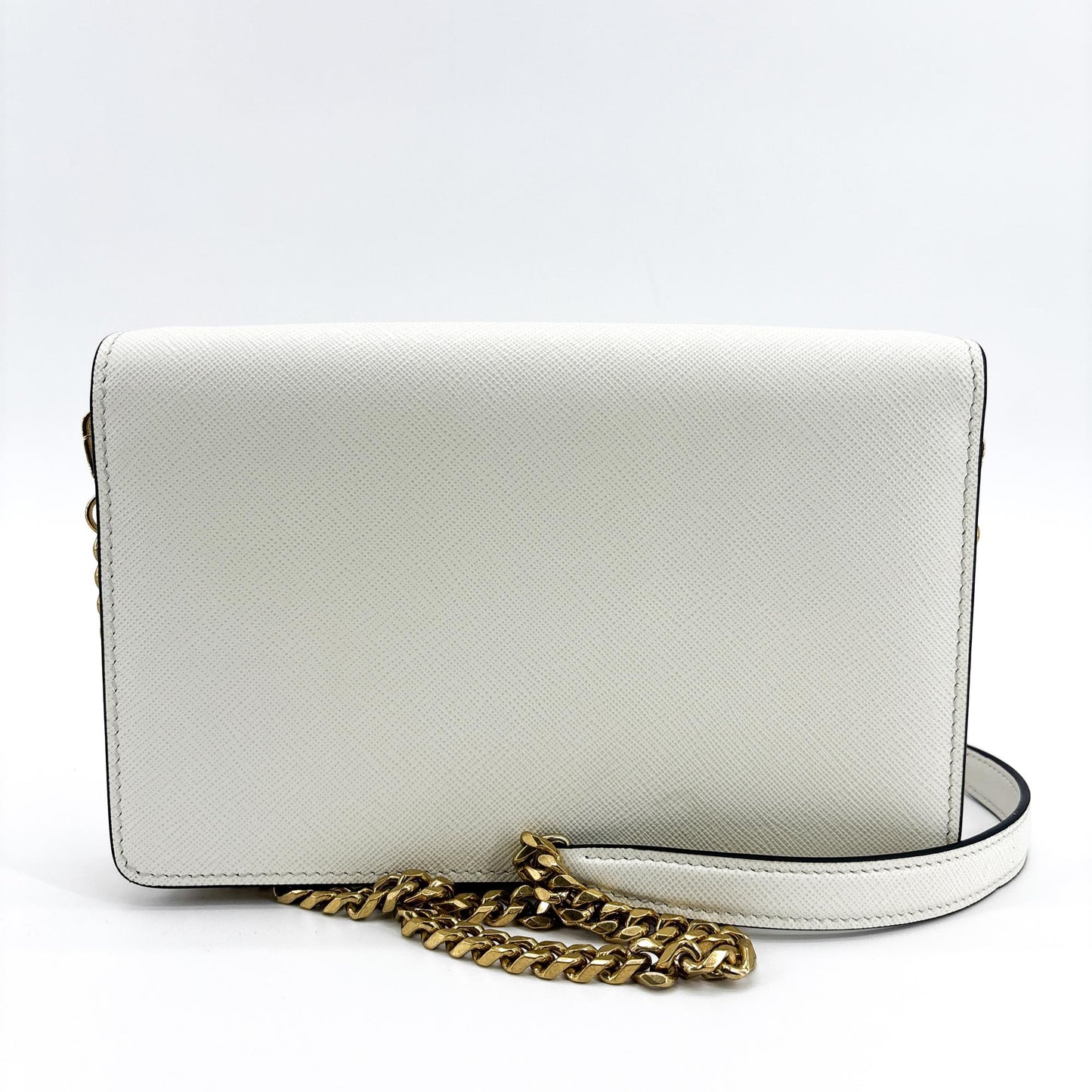Prada Saffiano Evelop Chain Shoulder Bag White