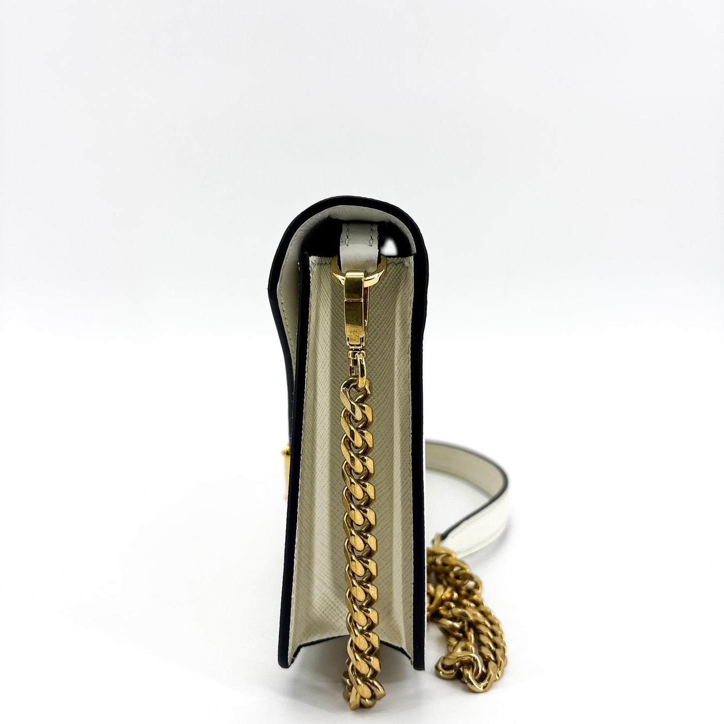 Prada Saffiano Evelop Chain Shoulder Bag White