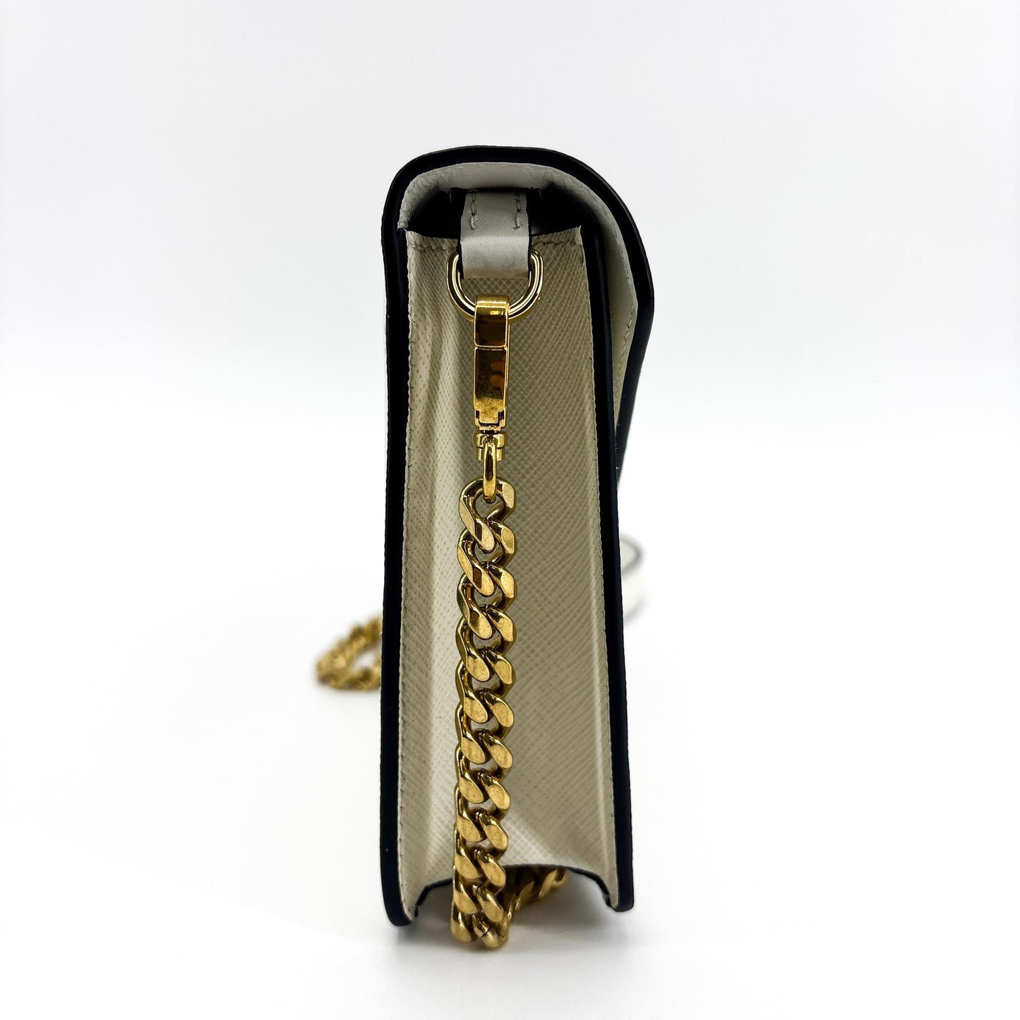 Prada Saffiano Evelop Chain Shoulder Bag White
