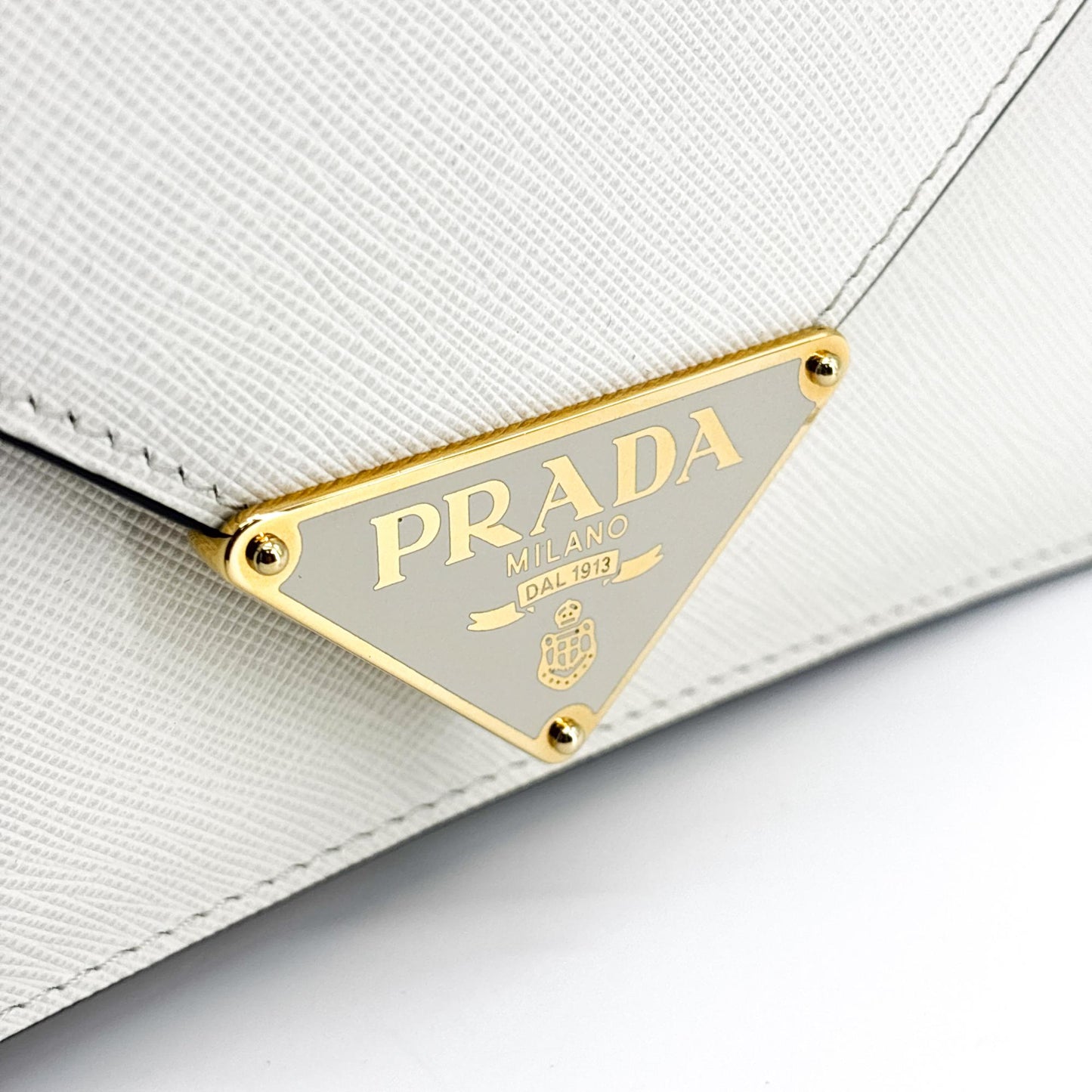 Prada Saffiano Evelop Chain Shoulder Bag White