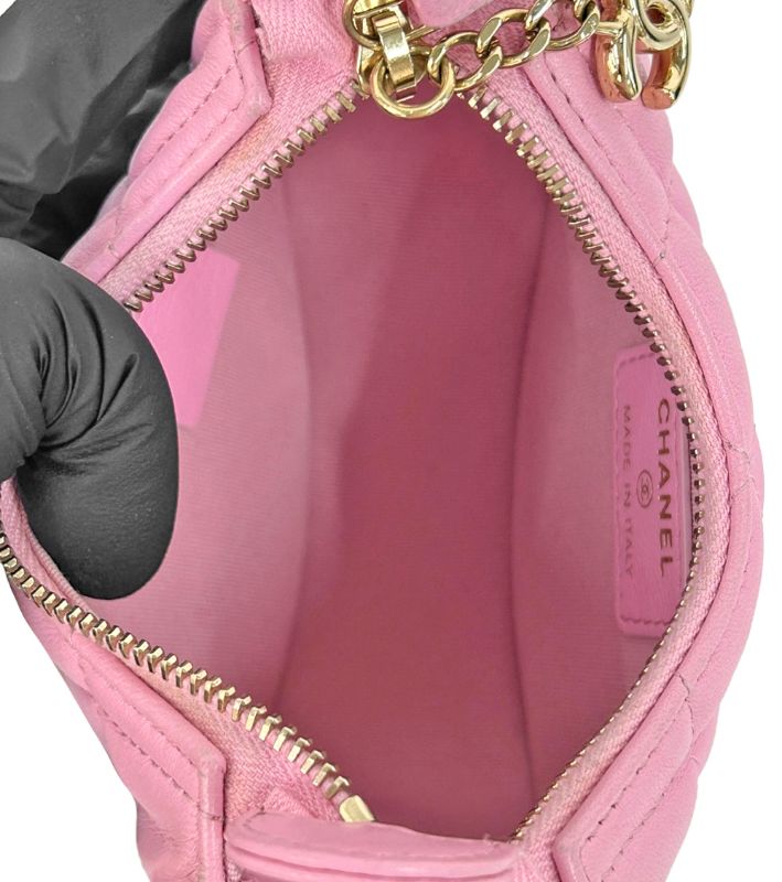 Chanel Pink Leather Mini Half Moon Crossbody Bag