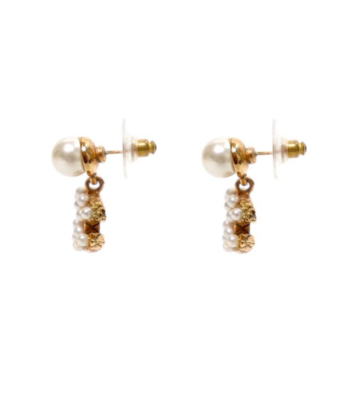 Chanel Pearl CC Drop Gold Earrings